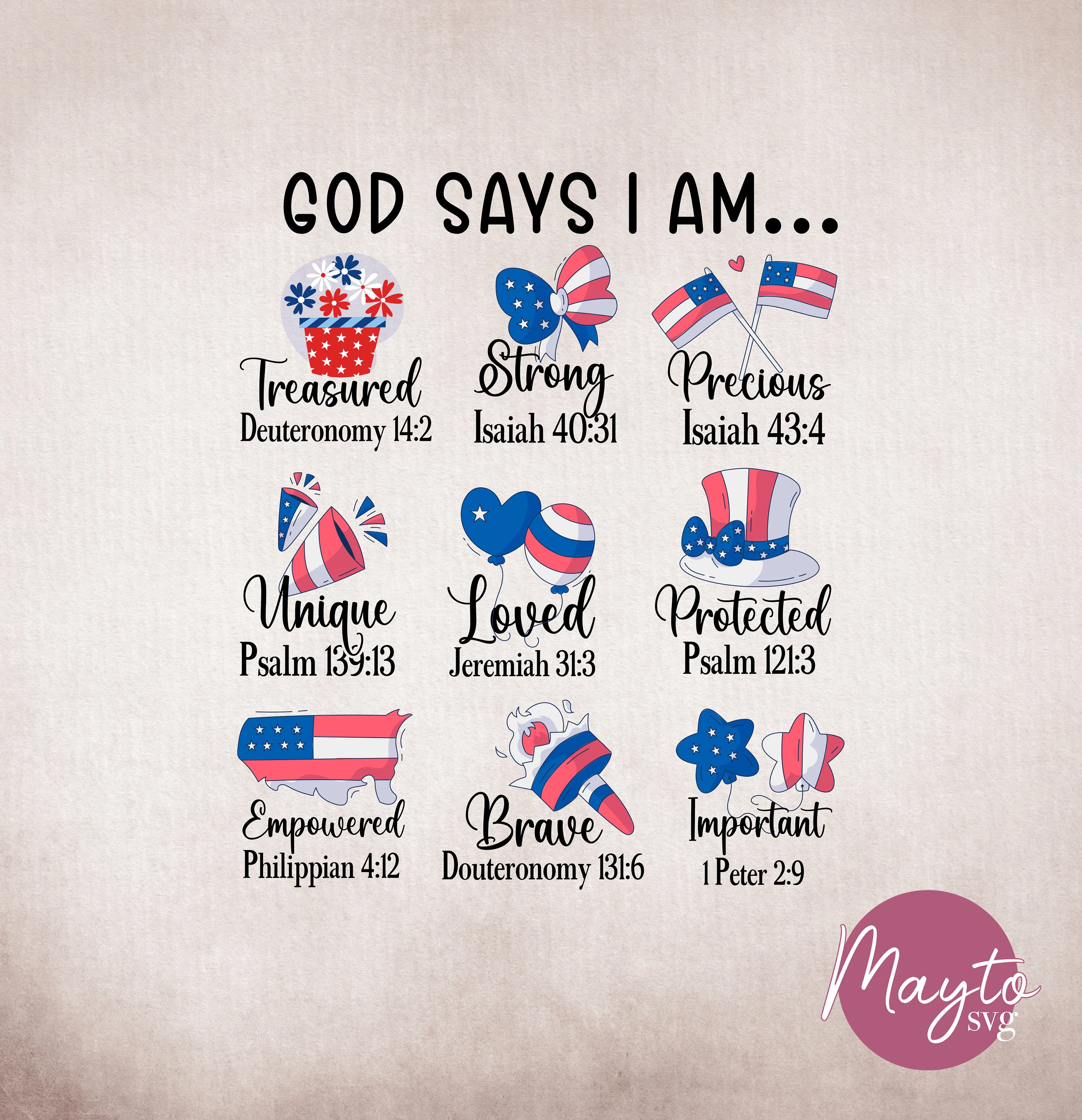God Says I Am SVG: 4th of July Patriotic Design (Digital Download)