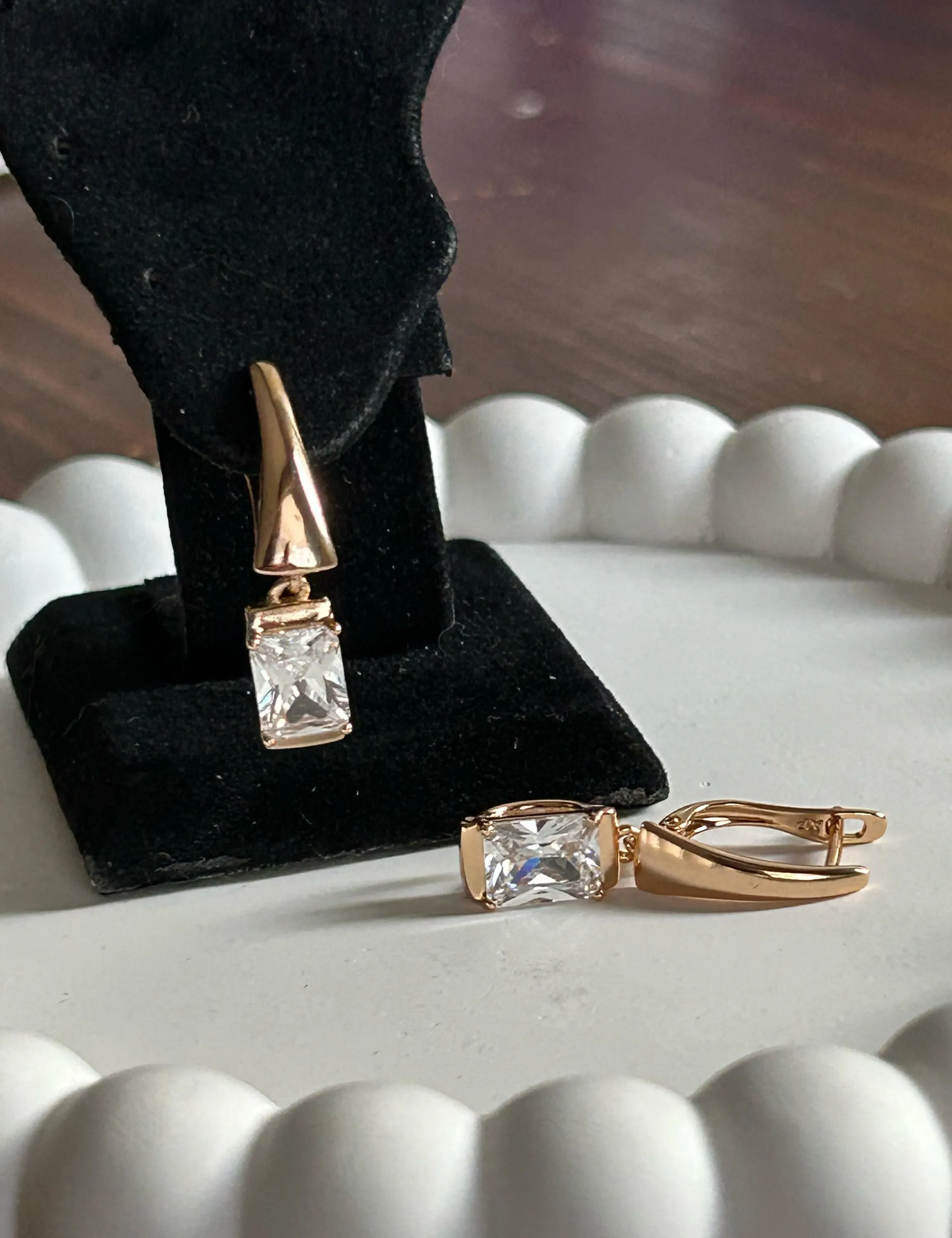 Gold Huggie Zircon Earrings, Dainty Gold Earrings, Tiny Huggie Earrings, Square Zircon Huggie Earrings, Perfect For Everyday, Gift For Her