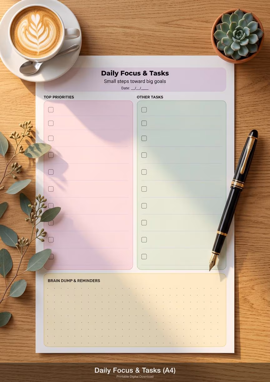 Minimalist Daily Planner | Hourly Schedule, Lavender Printable (Digital Download)
