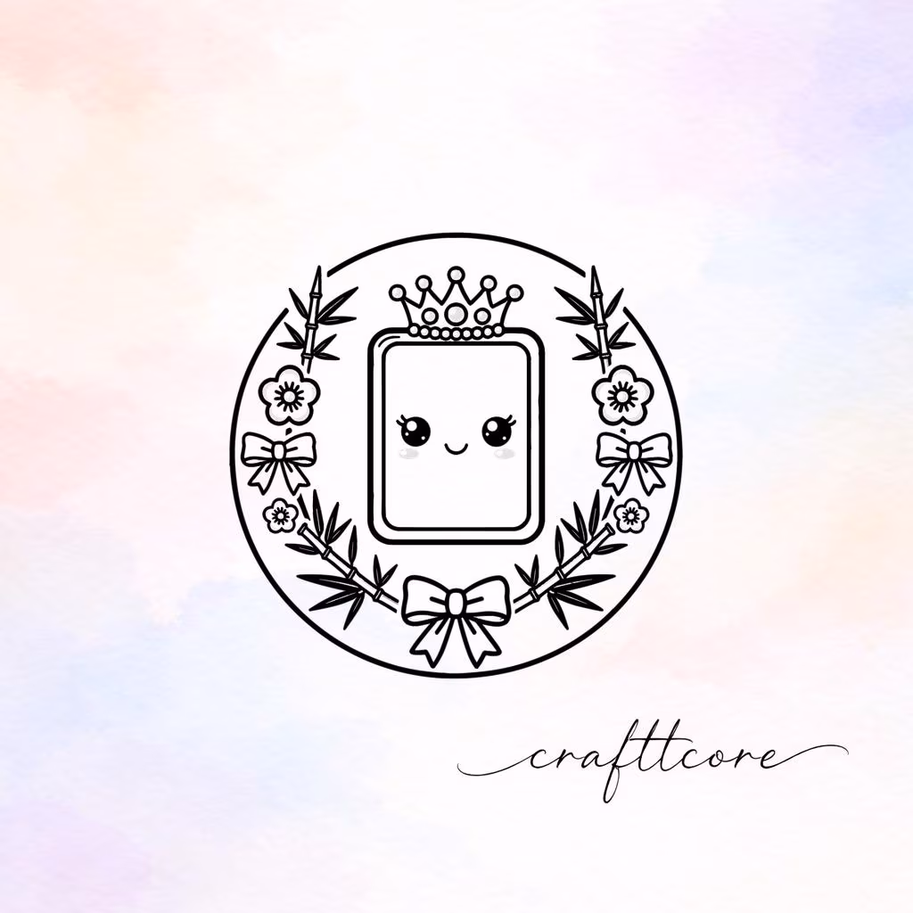 Kawaii Mahjong Queen SVG, Lucky Bamboo Floral Badge, Retro Gaming Emblem (Digital Download)