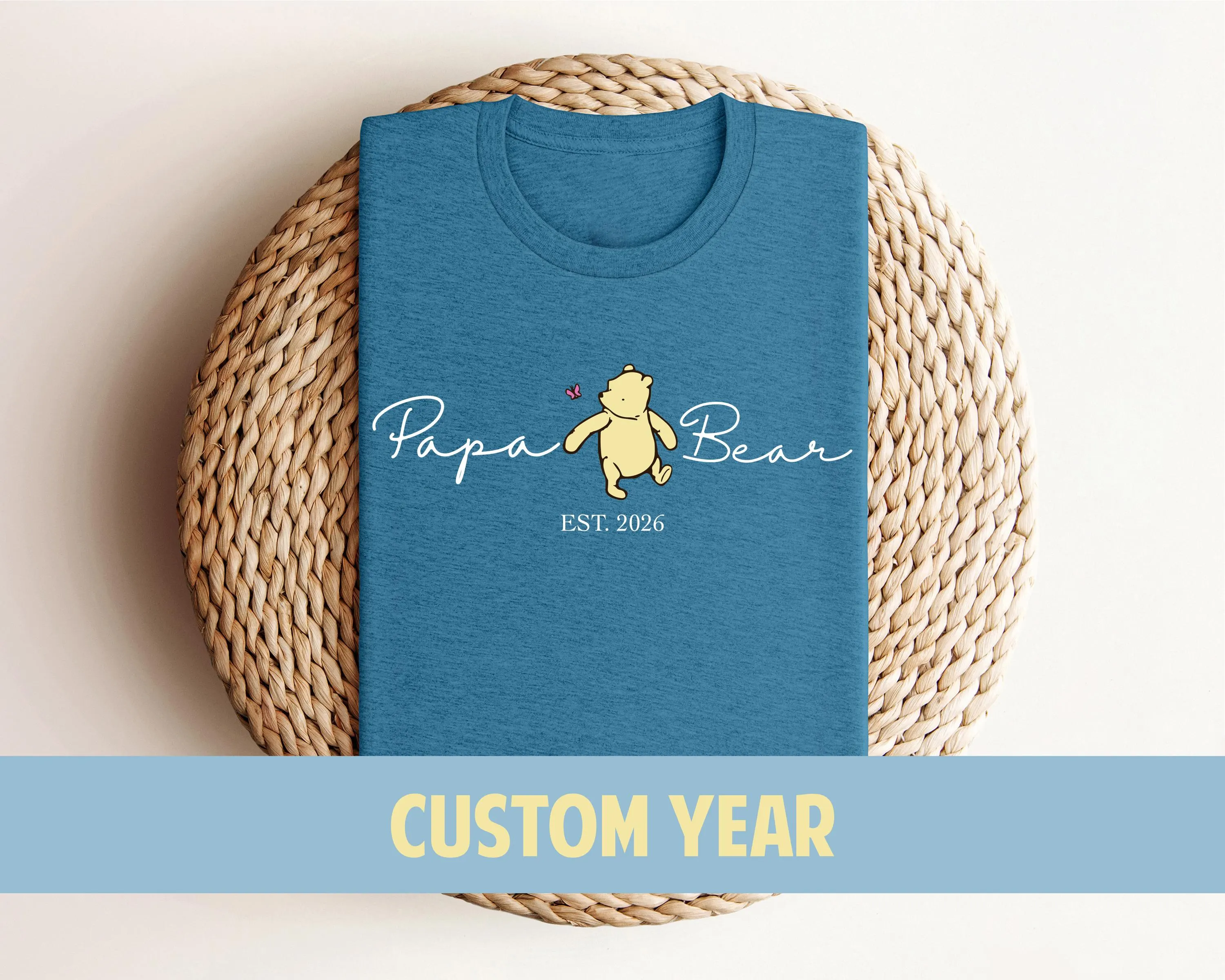 Personalized Papa Bear Winnie Pooh SVG PNG, Custom Est. Year, Custom Father's Day Gift, Best Dad Gifts, Digital File