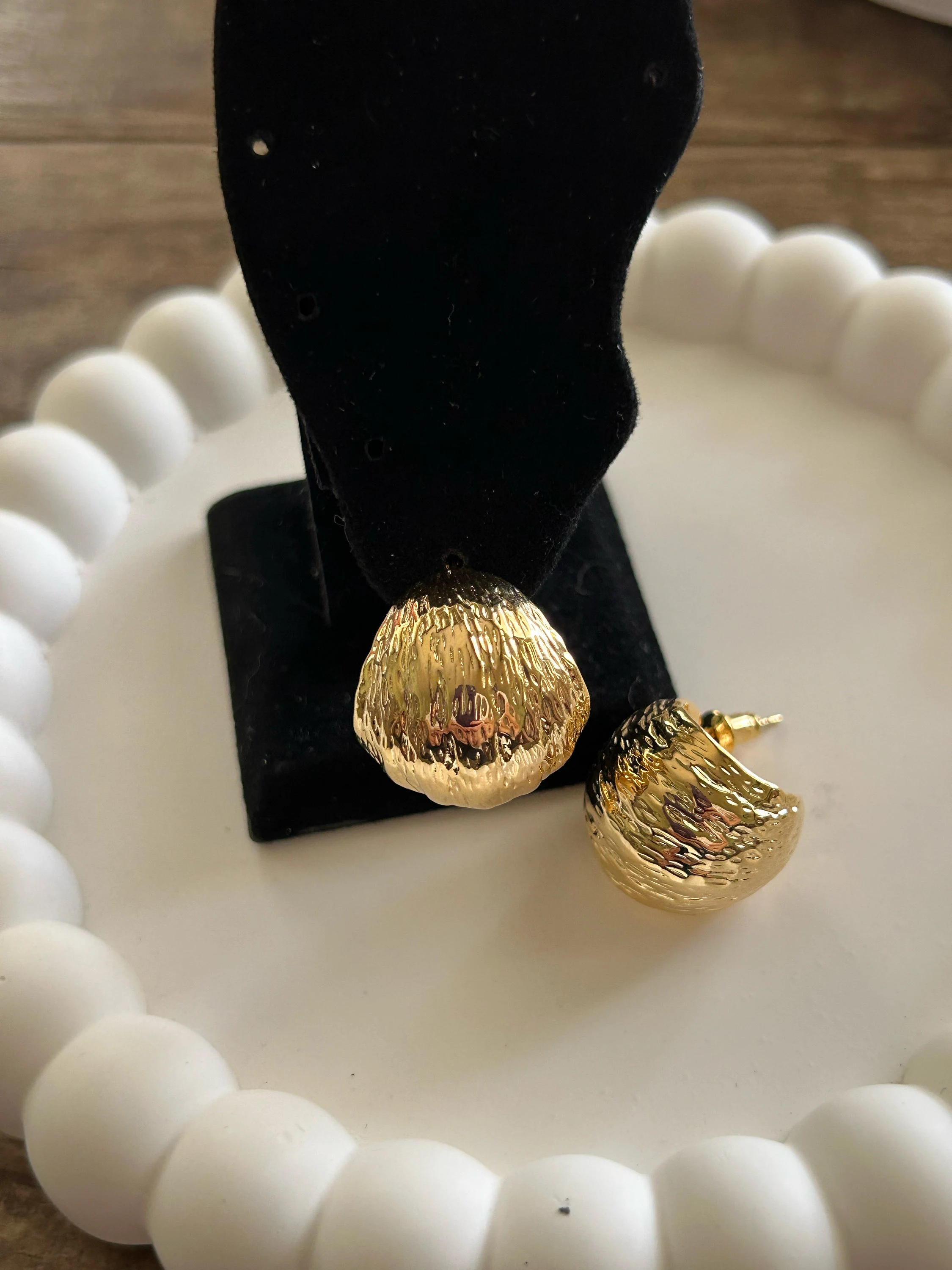 Gold Dome Huggie Hoops, Minimalist Trendy Earrings