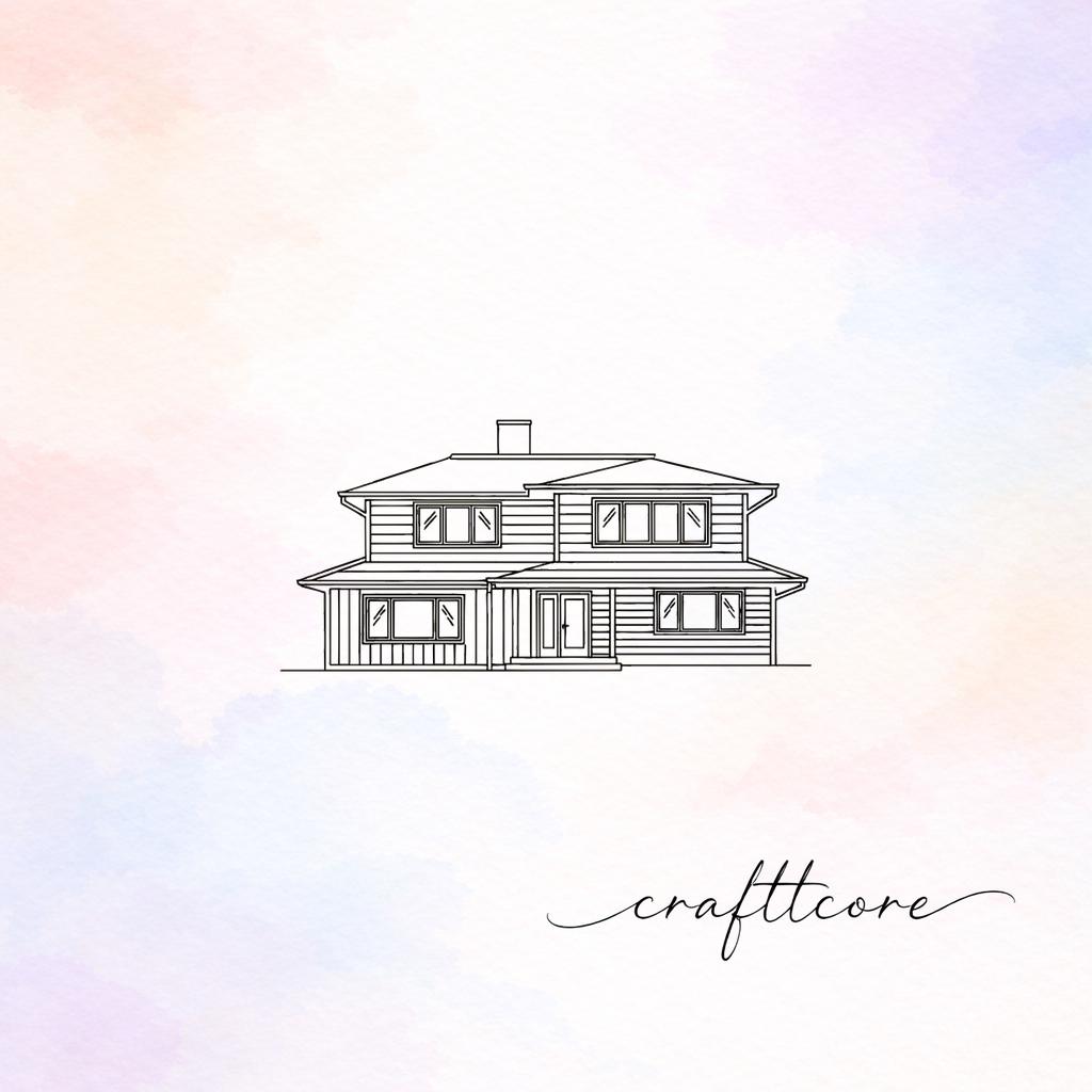 Mid Century Modern House Svg | Retro Blueprint Design, Minimalist Home Vector (Digital Download)