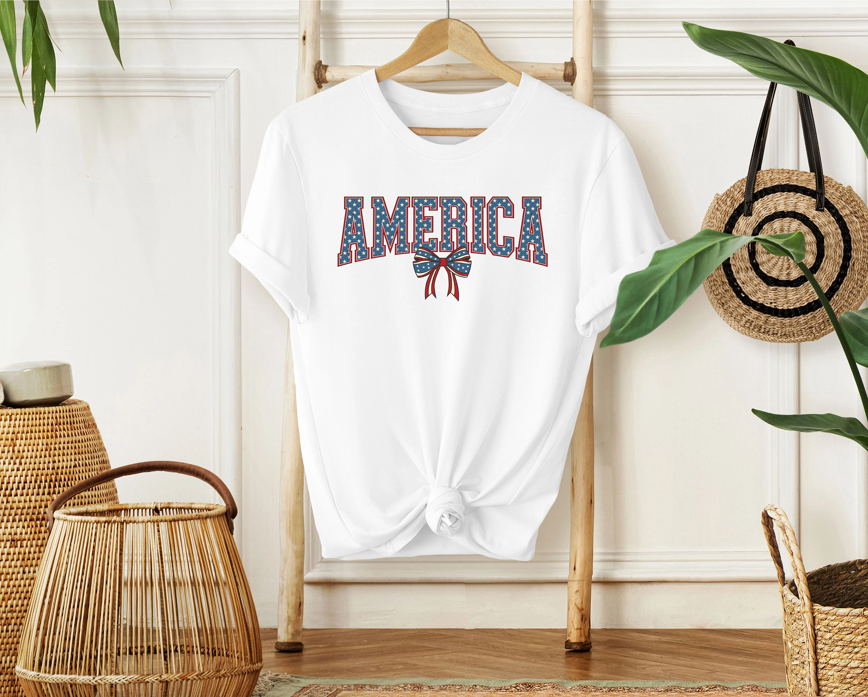 America Bow PNG, Patriotic America PNG, Coquette 4th Of July Design, Vintage USA Sublimation, American Flag Bow Png