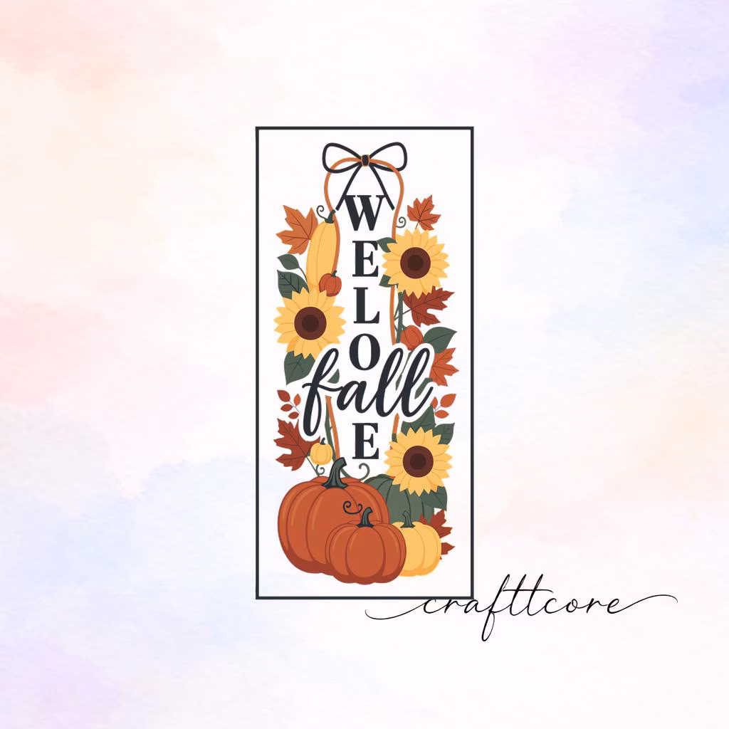Fall Porch Leaner SVG, Rustic Pumpkins Sunflowers Vertical Decor (Digital Download)