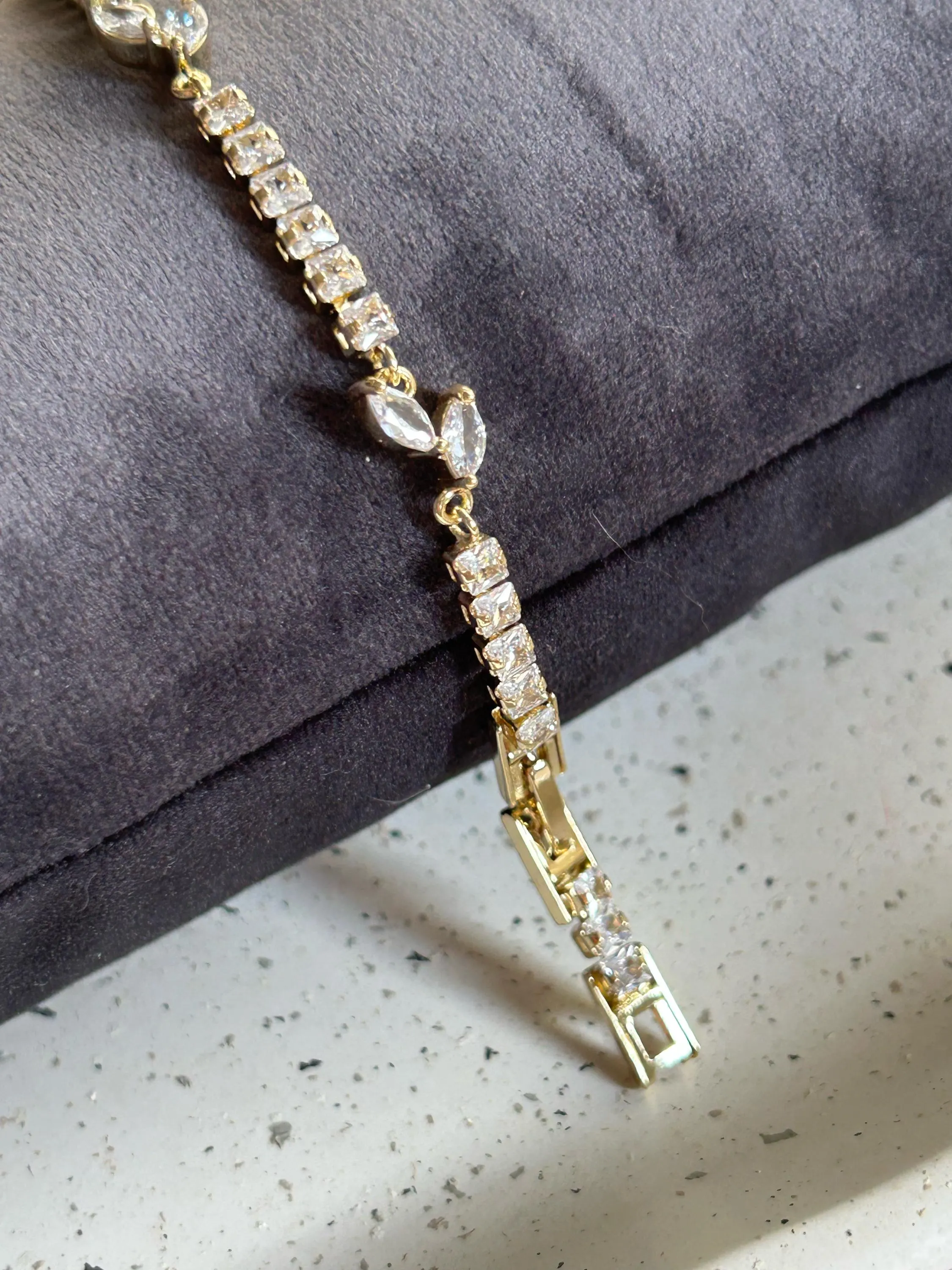 Tennis Bracelet, Floral Beaded Bracelet, CZ Bracelet, Zircon Tennis Bracelet