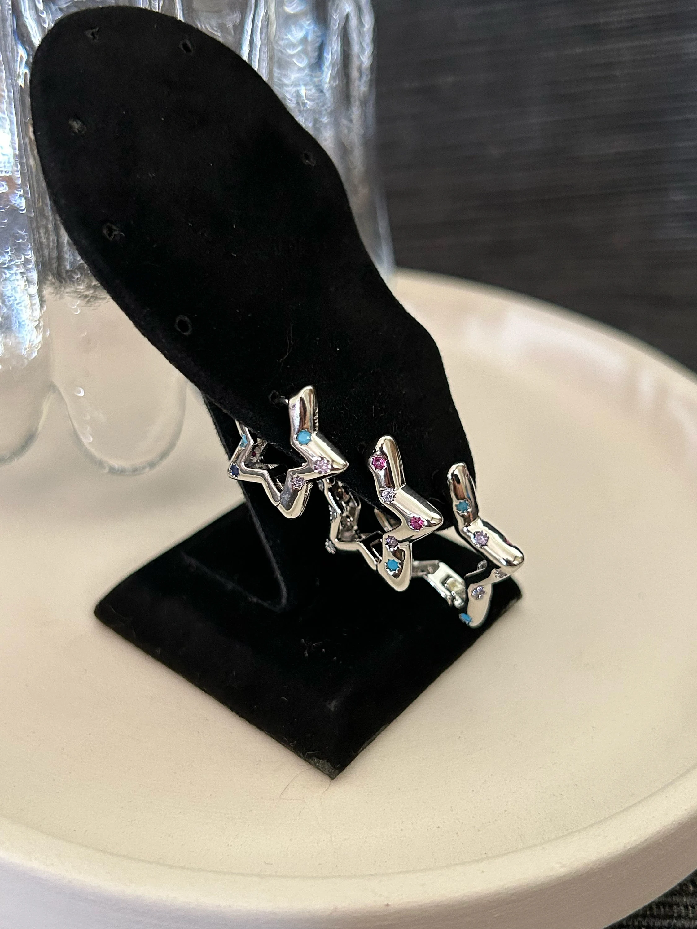 Silver Star Hoop Earrings Set, Anti-Allergenic Steel, Water-Friendly (3 Pieces)