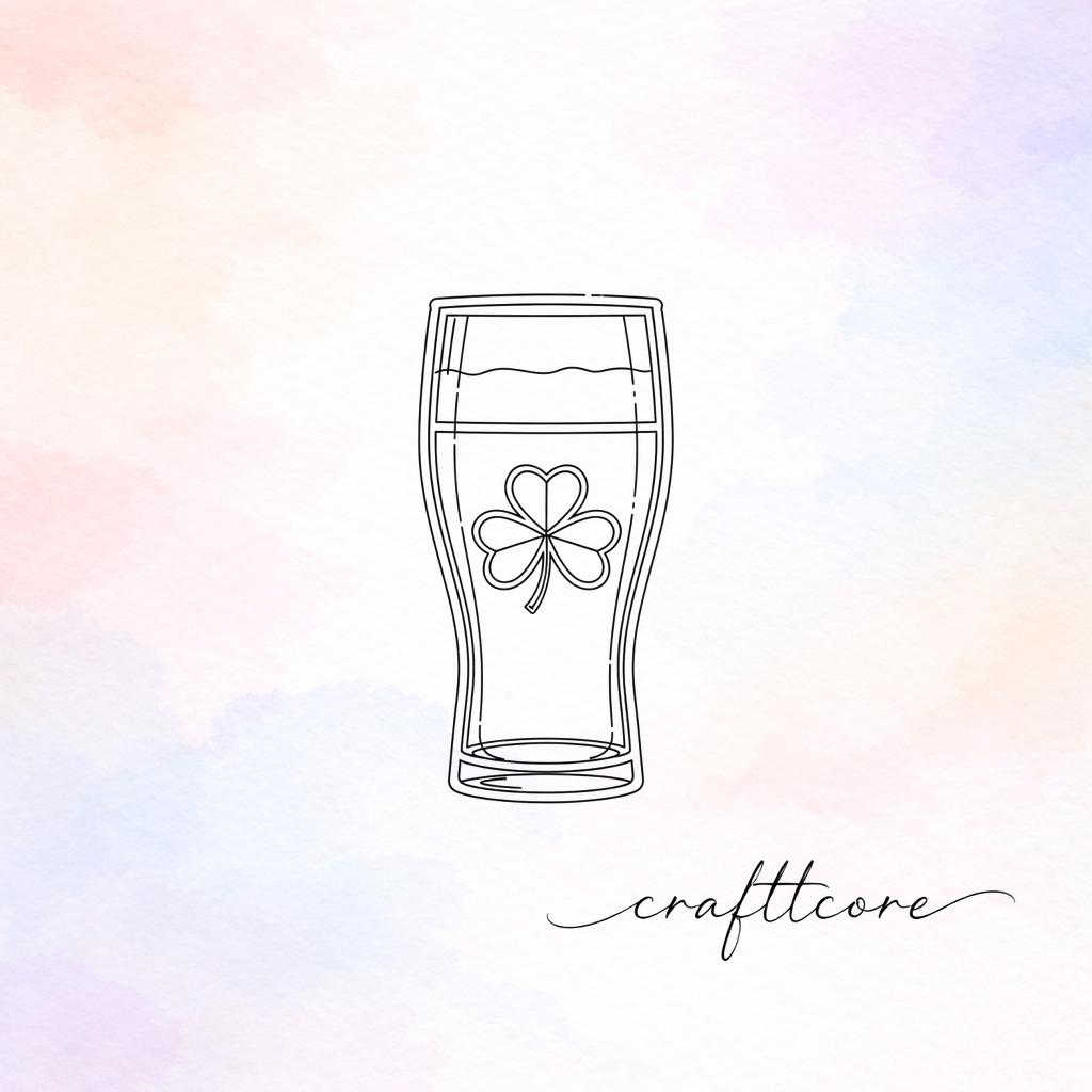 Shamrock Beer Pint Glass SVG – St Patrick's Day Blueprint Cut File