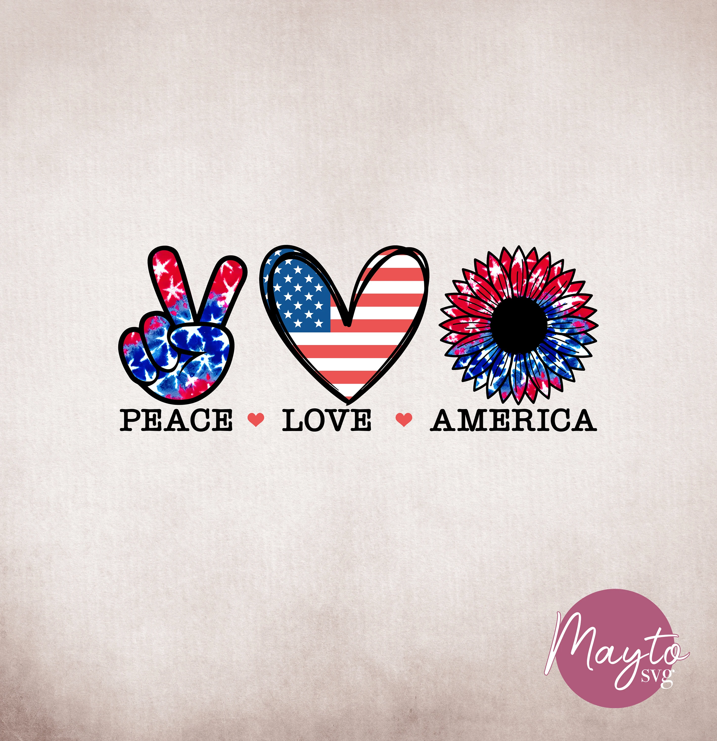Peace Love America 4th of July PNG (Digital File)