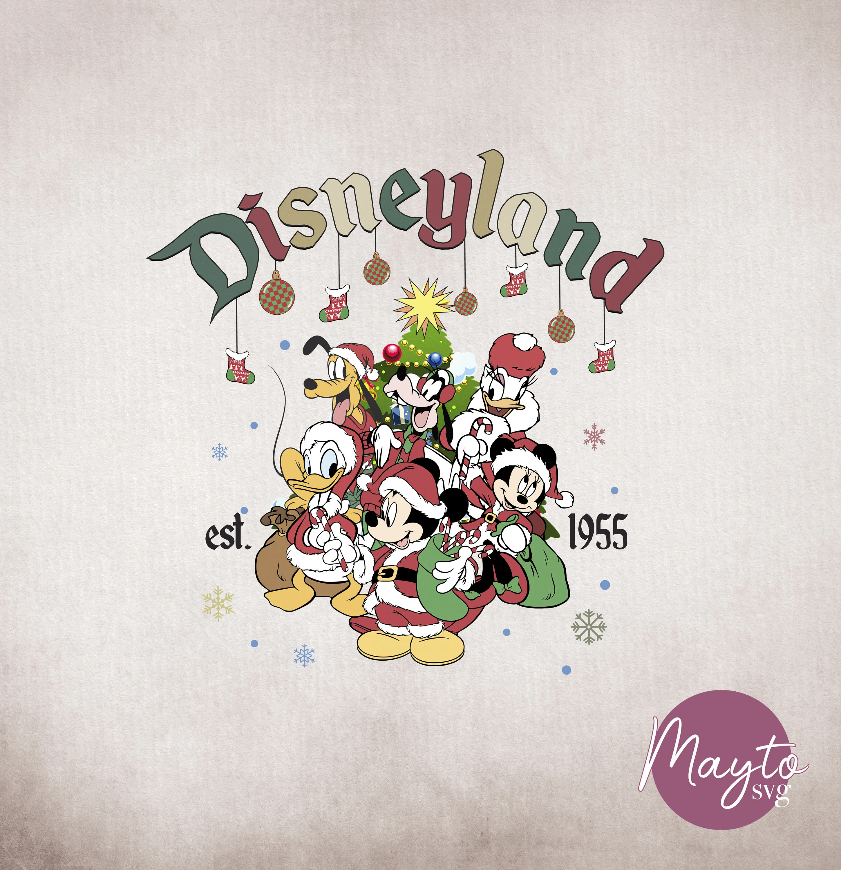 Mouse Friends Christmas PNG: Theme Park Design (Digital File)