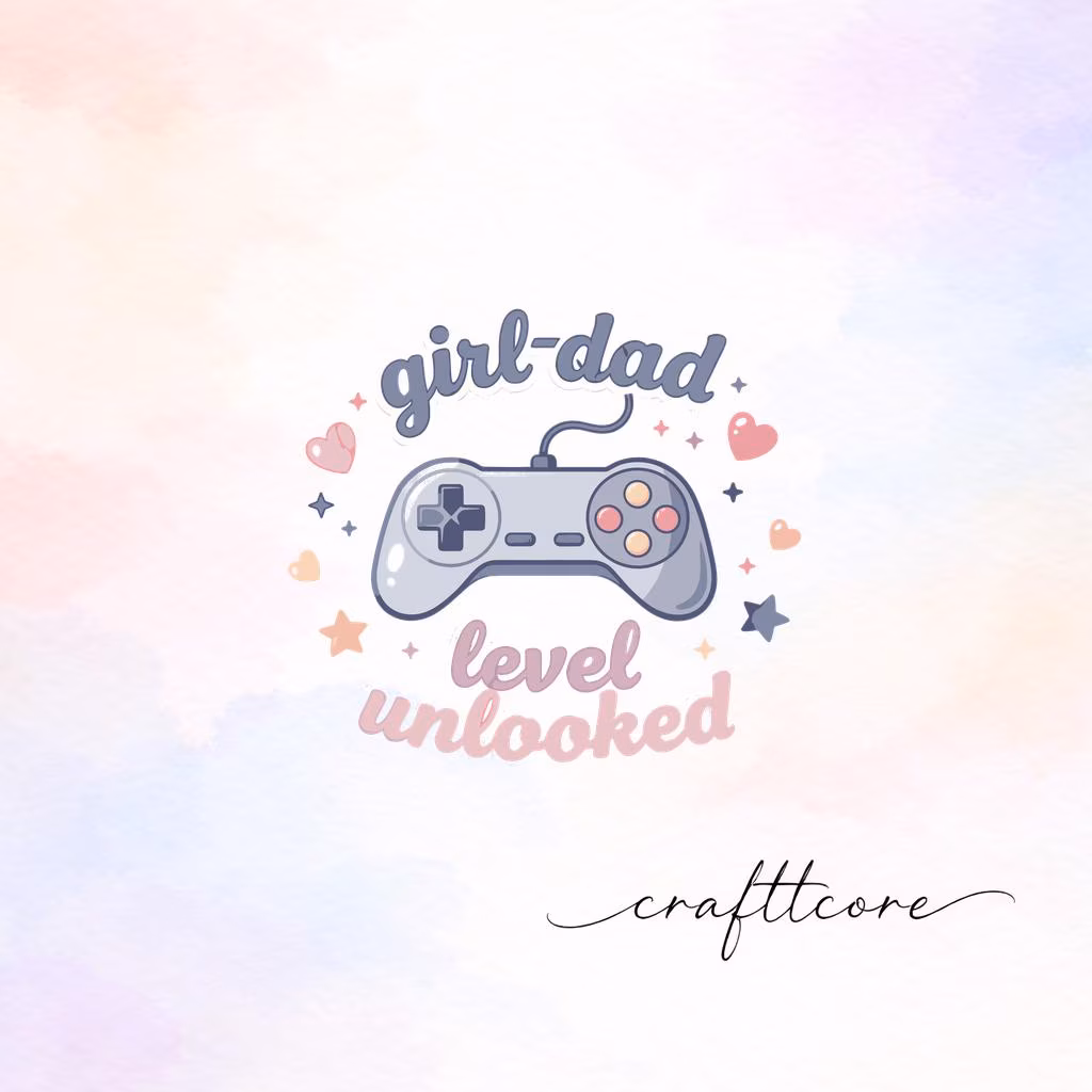 Girl Dad Level Unlocked SVG, Retro Game Controller, Gamer Clipart (Digital Download)