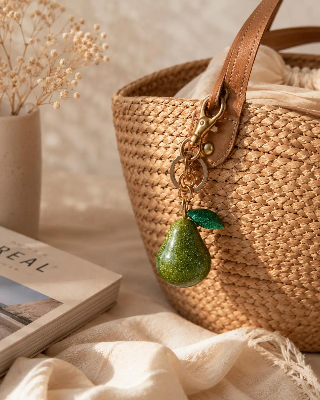 Pear Bag Charm • Fruit Keychain • Green Pear Charm • Purse Charm • Acrylic Bag Charm • Cute Handbag Accessory • Gift For Her