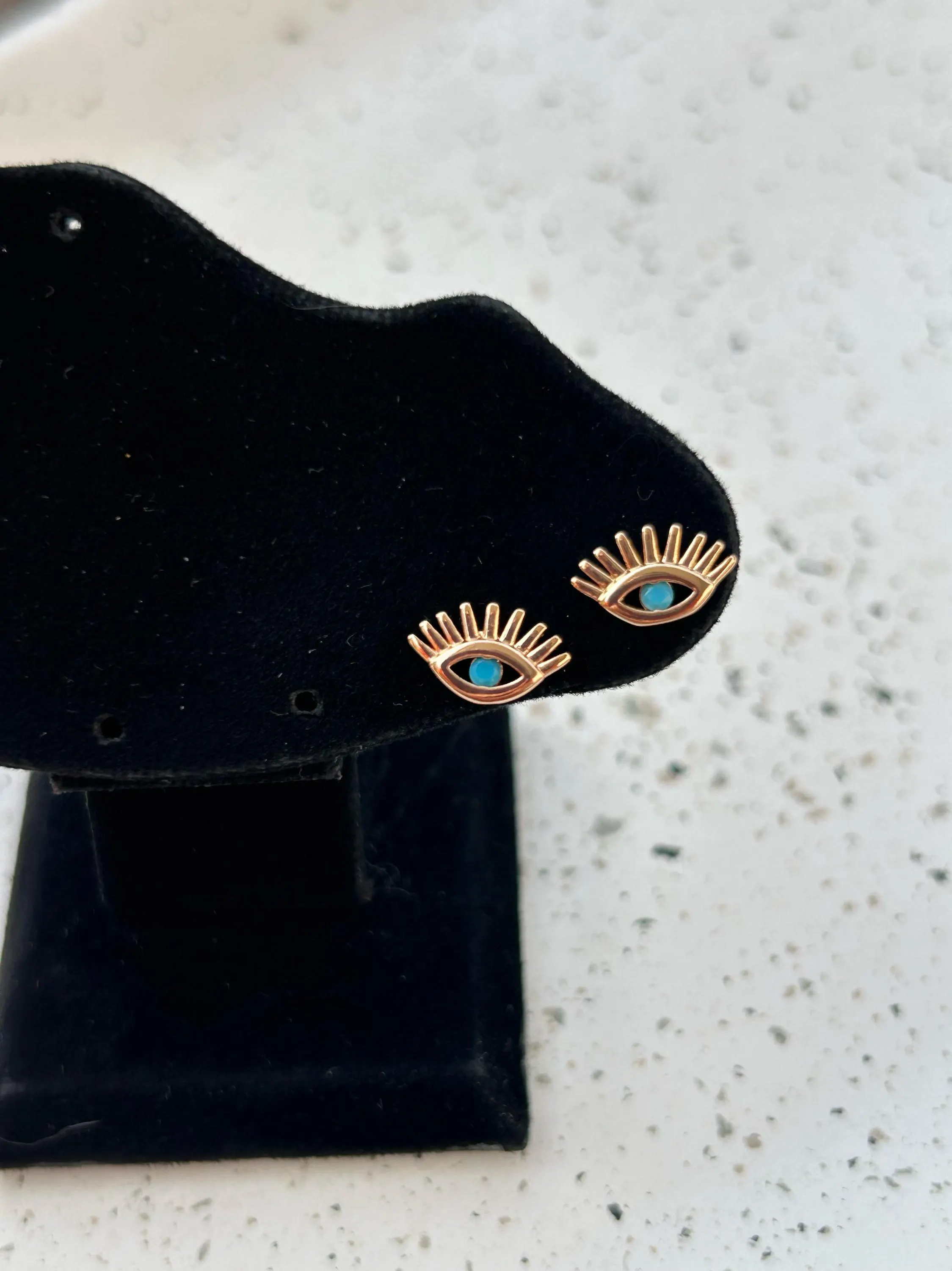 Evil Eye Stud Earrings • Gold Eye Earrings • Turquoise Stud Earrings • Minimalist Jewelry • Dainty Earrings