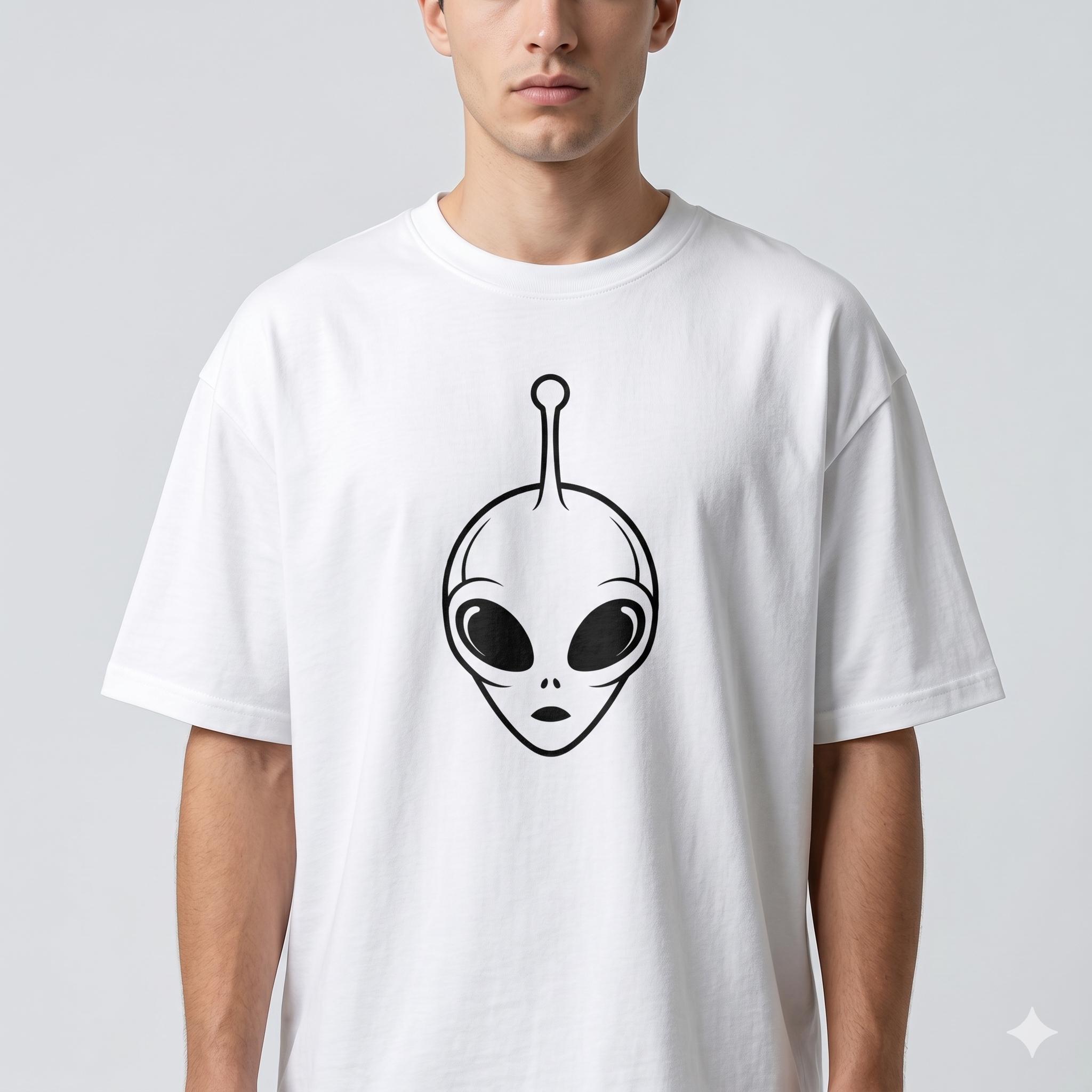 Retro Alien Head SVG | Sci-Fi Apparel Design, Space Theme (Digital Download)