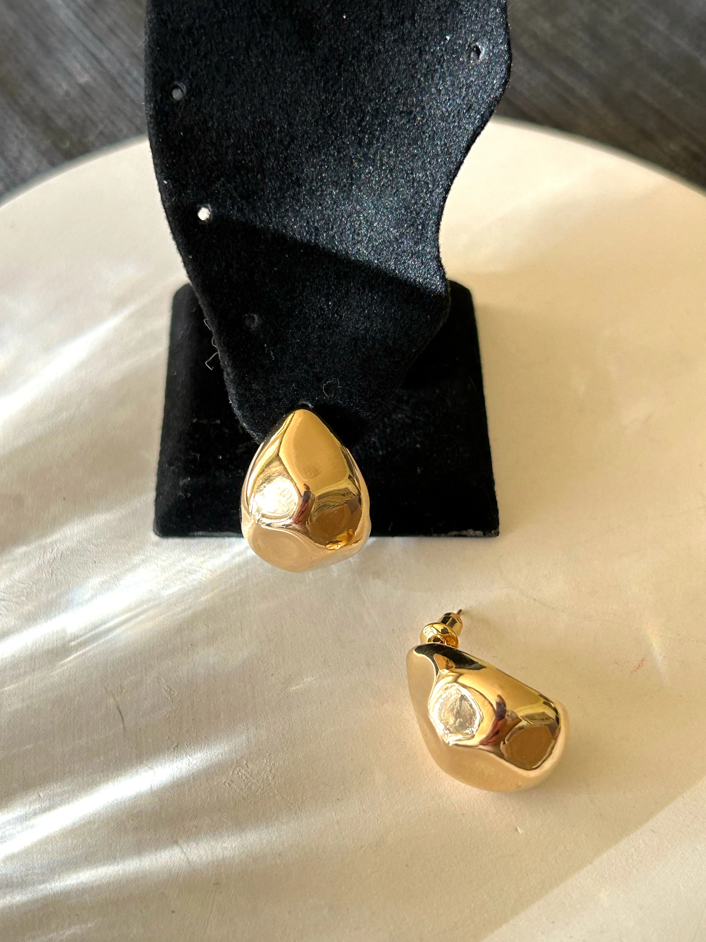 Gold Stud Earrings • Sculptural Gold Earrings • Drop Gold Studs • Minimalist Stud Earrings • Modern Gold Jewelry • Gift for Her