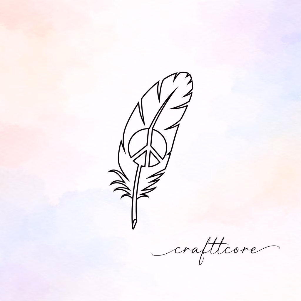 Peace Feather SVG | Boho Feather Design, Hippie Style (Digital Download)
