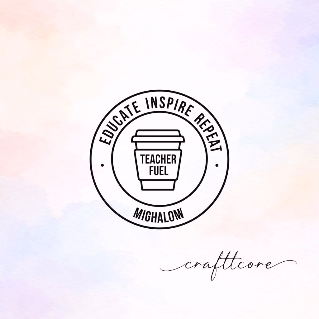 Teacher Fuel Coffee SVG - Educate Inspire Repeat Emblem (Vector Cut File)