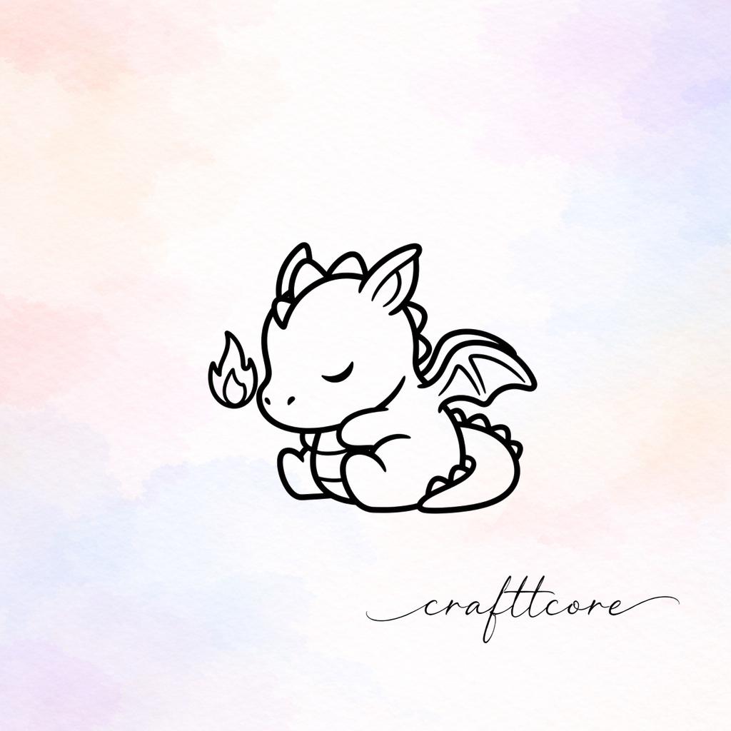 Sweet Baby Dragon Cartoon SVG, Fantasy Cut File PNG (Digital Download)