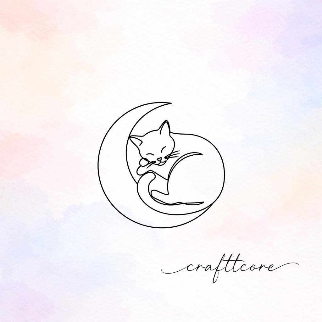 Sleeping Cat Moon SVG | Minimalist Line Art, Celestial Apparel (Digital Download)