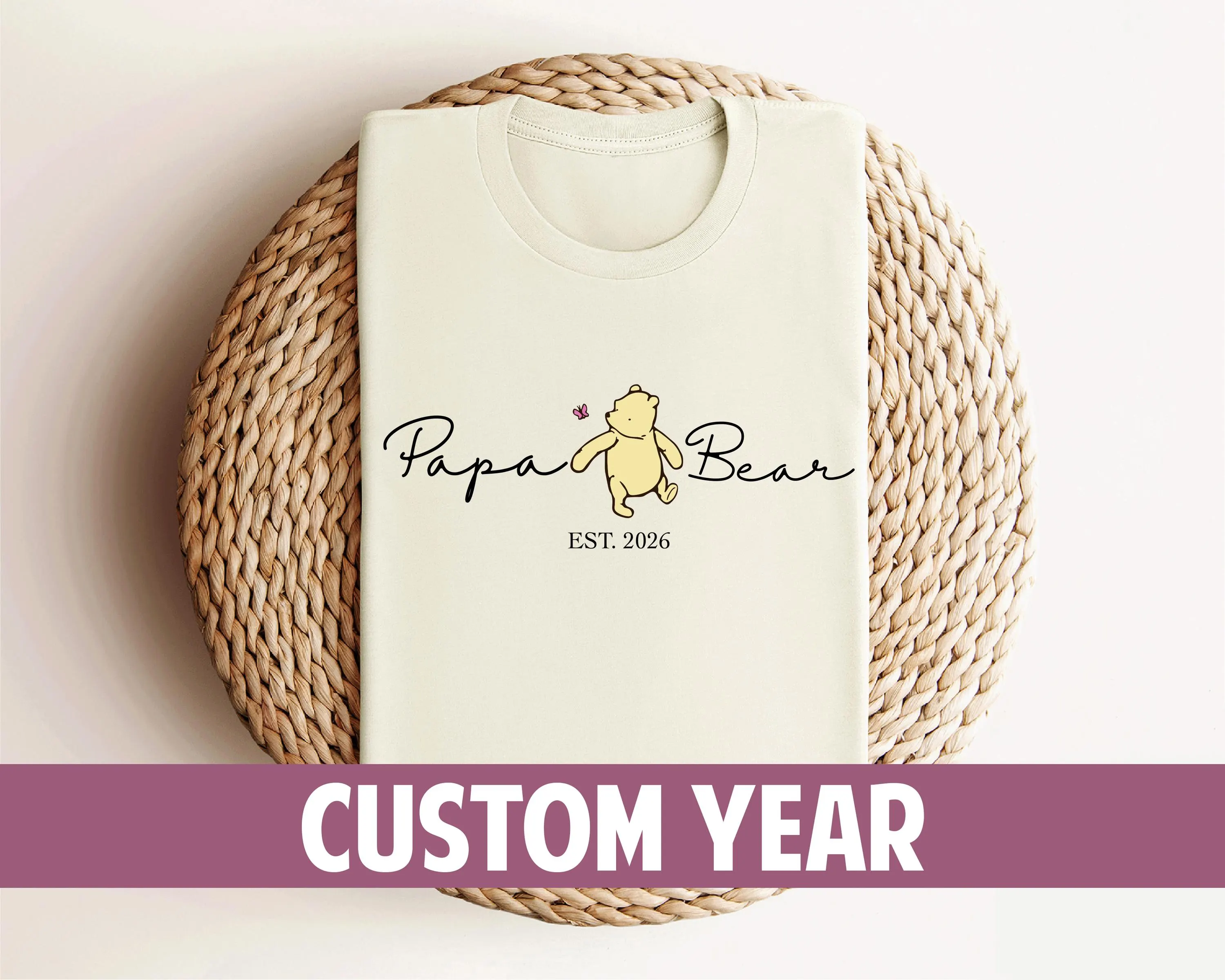 Personalized Papa Bear Winnie Pooh SVG PNG, Custom Est. Year, Custom Father's Day Gift, Best Dad Gifts, Digital File
