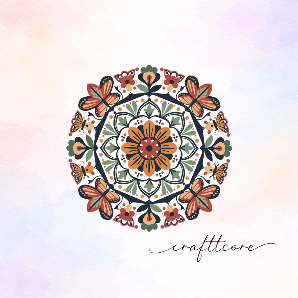 Talavera Floral Butterfly Pattern, Mexican Tile Clipart, Symmetrical Ornament PNG (Digital Download)