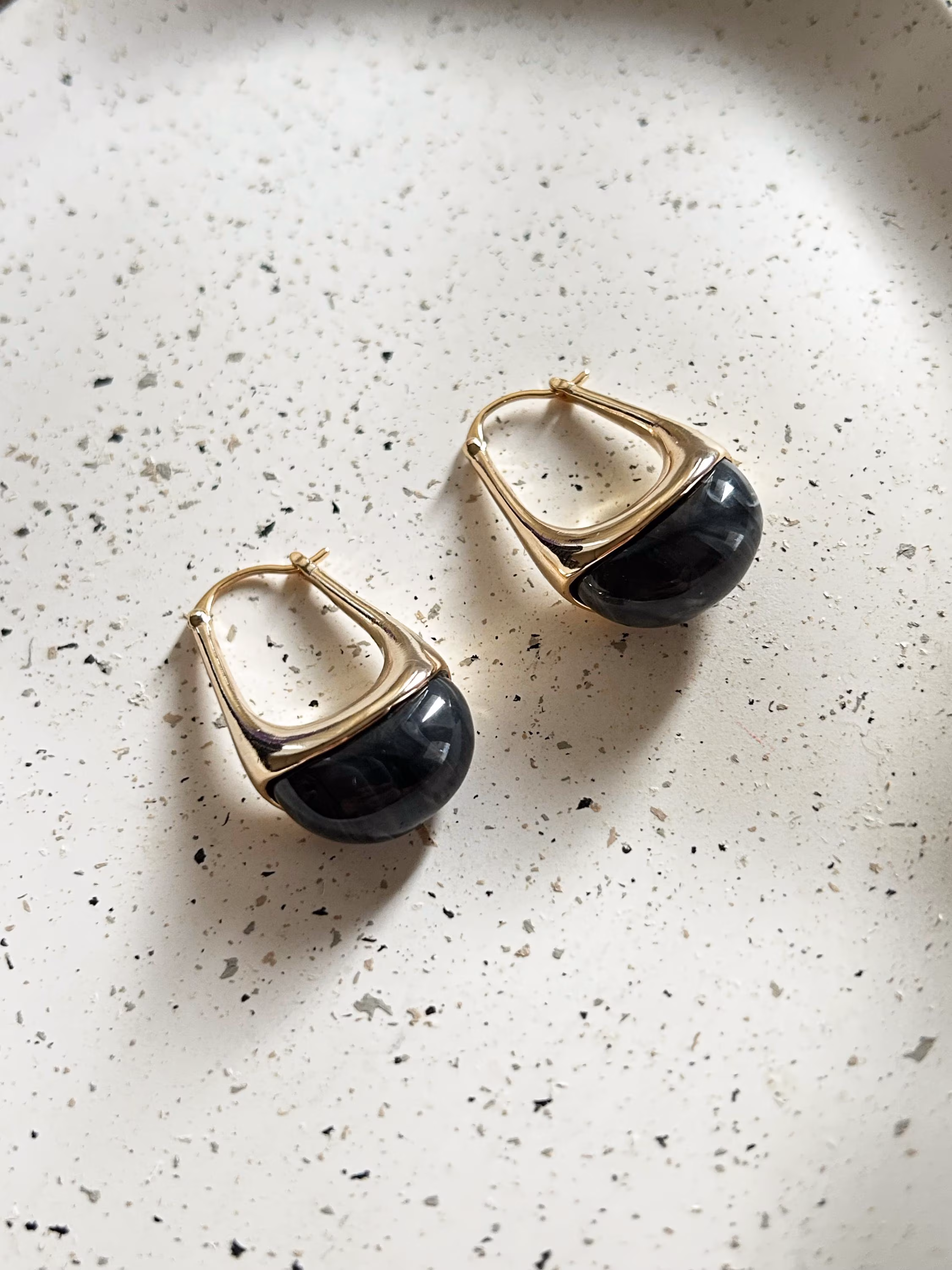 Gold Dangle Drop Earrings, Gold Gray Stone Drop Earrings, Trendy Earrings, Gift For Her, Gold Drop Earrings, Classy Earrings, Dangled Stone