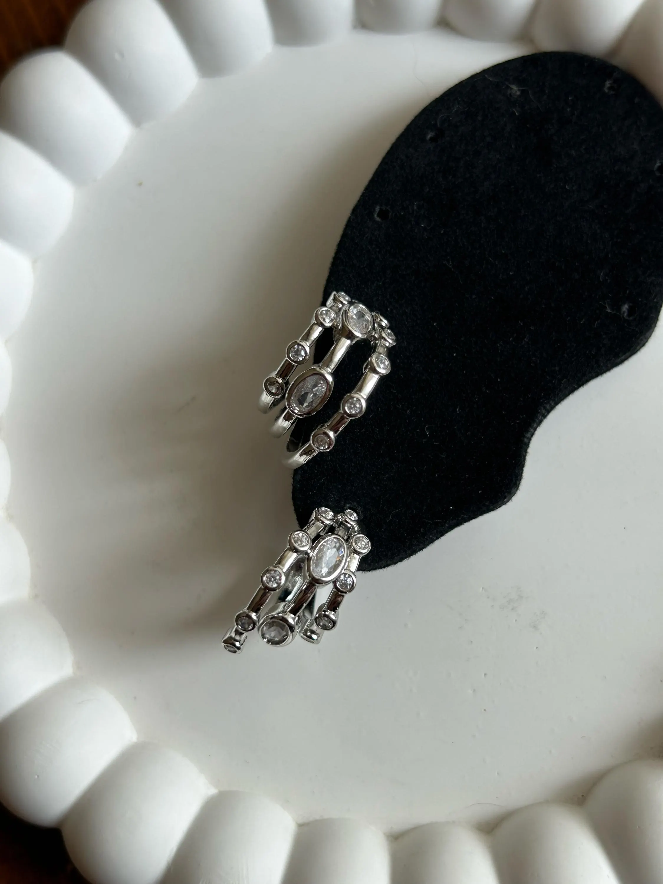 Dainty Silver Huggie Triple Hoop Earrings, Half Huggie Earrings, Wedding Earrings, Bridesmaid Wedding Earrings, Gift For Her, Trendy Jewelry