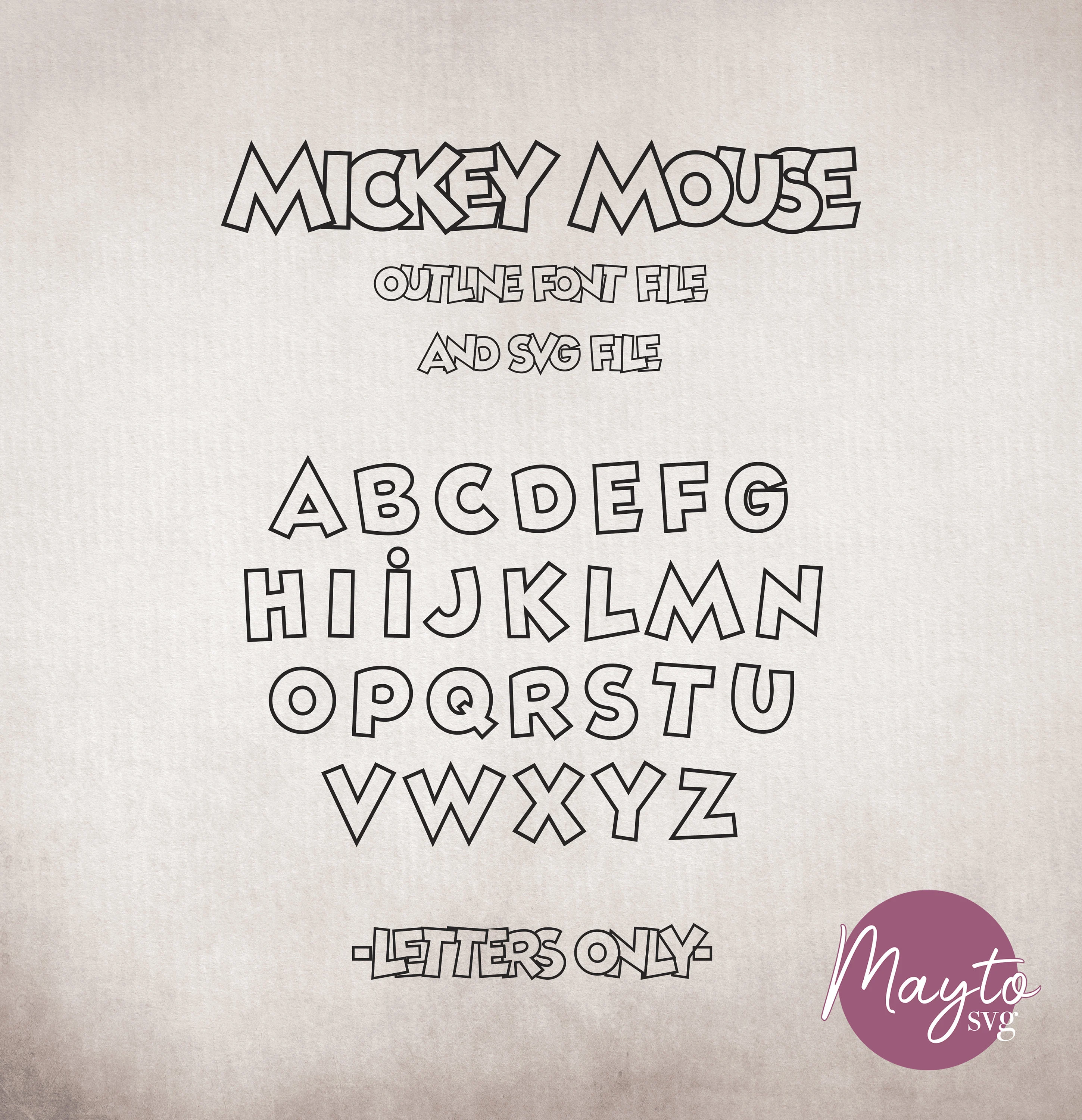 Retro Mickey Mouse Outline Font, Cricut Letters (Digital File)