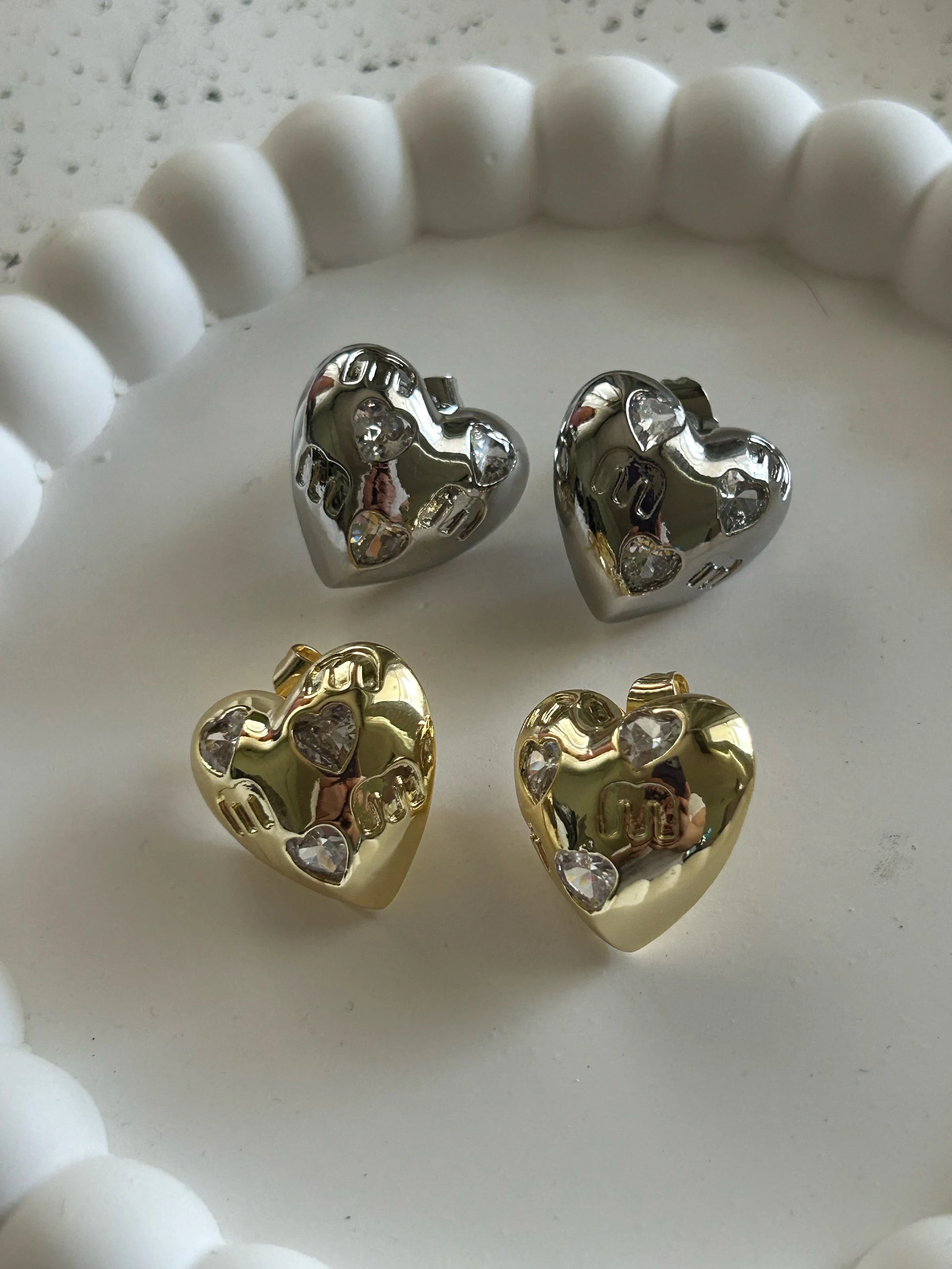 Dainty Heart Stud Earrings, Tarnish-Free Steel, Trendy Jewelry