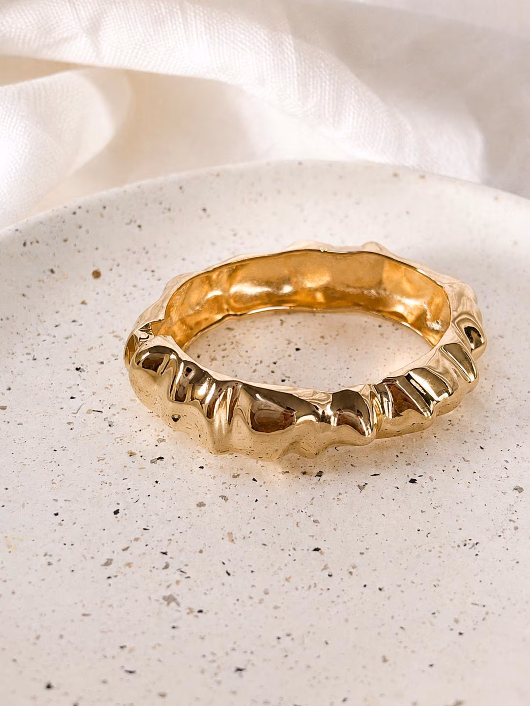 Chunky Gold Bangle • Statement Bracelet • Gold Bold Cuff • Sculptural Gold Cuff Bracelet • Waterproof Jewelry •  Molten Gold Cuff