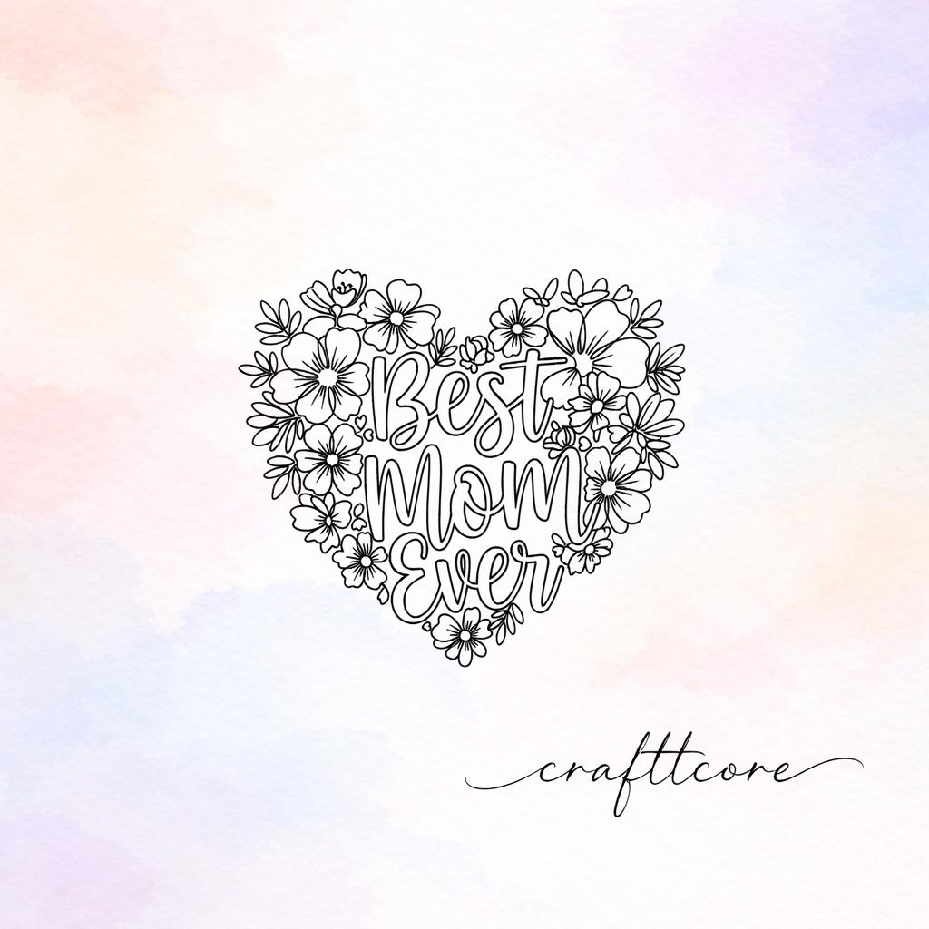 Floral Heart SVG | Line Art Design, Mothers Day Clipart (Digital Download)