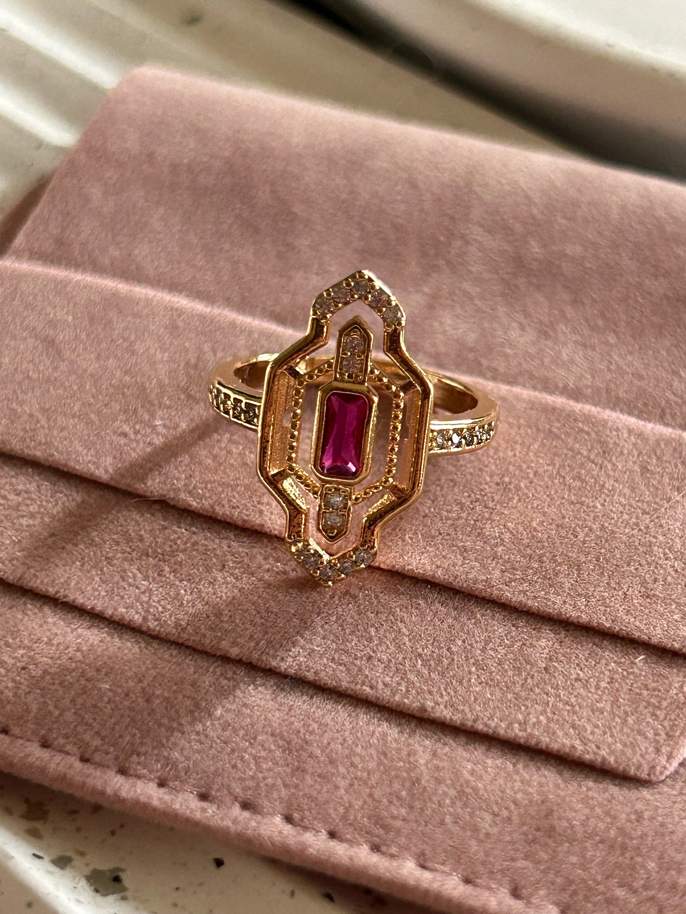 Ruby Ring, Signet Ring, Chunky Statement Ring