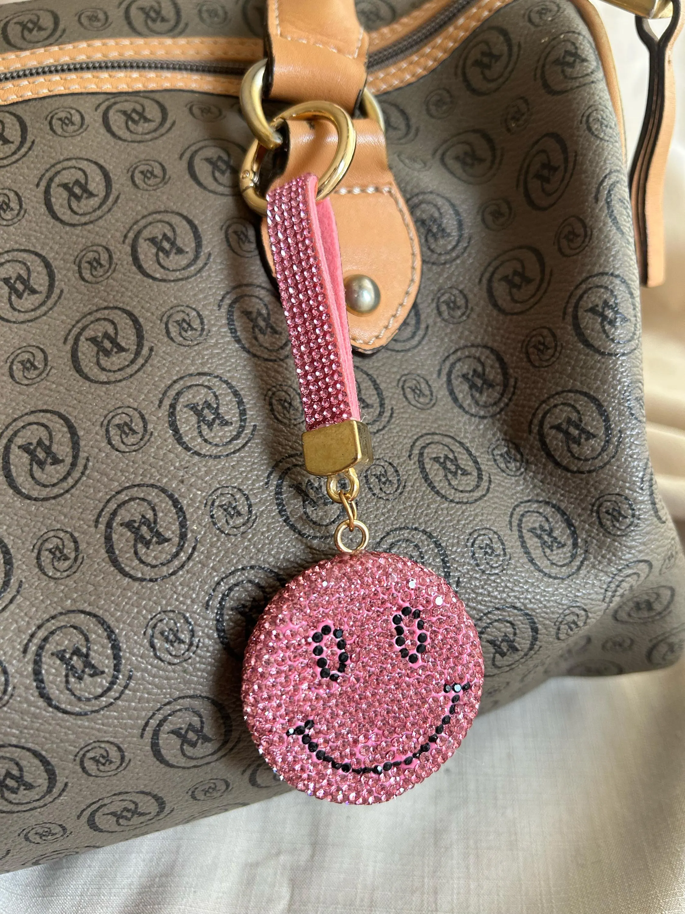Bag Charm, Keychain, Pink Smiley Keychain, Shiny Keychain, Pink Smiley Charm, Shiny Charm, Big Charm, Gifts For Birthday, Gifts For Her
