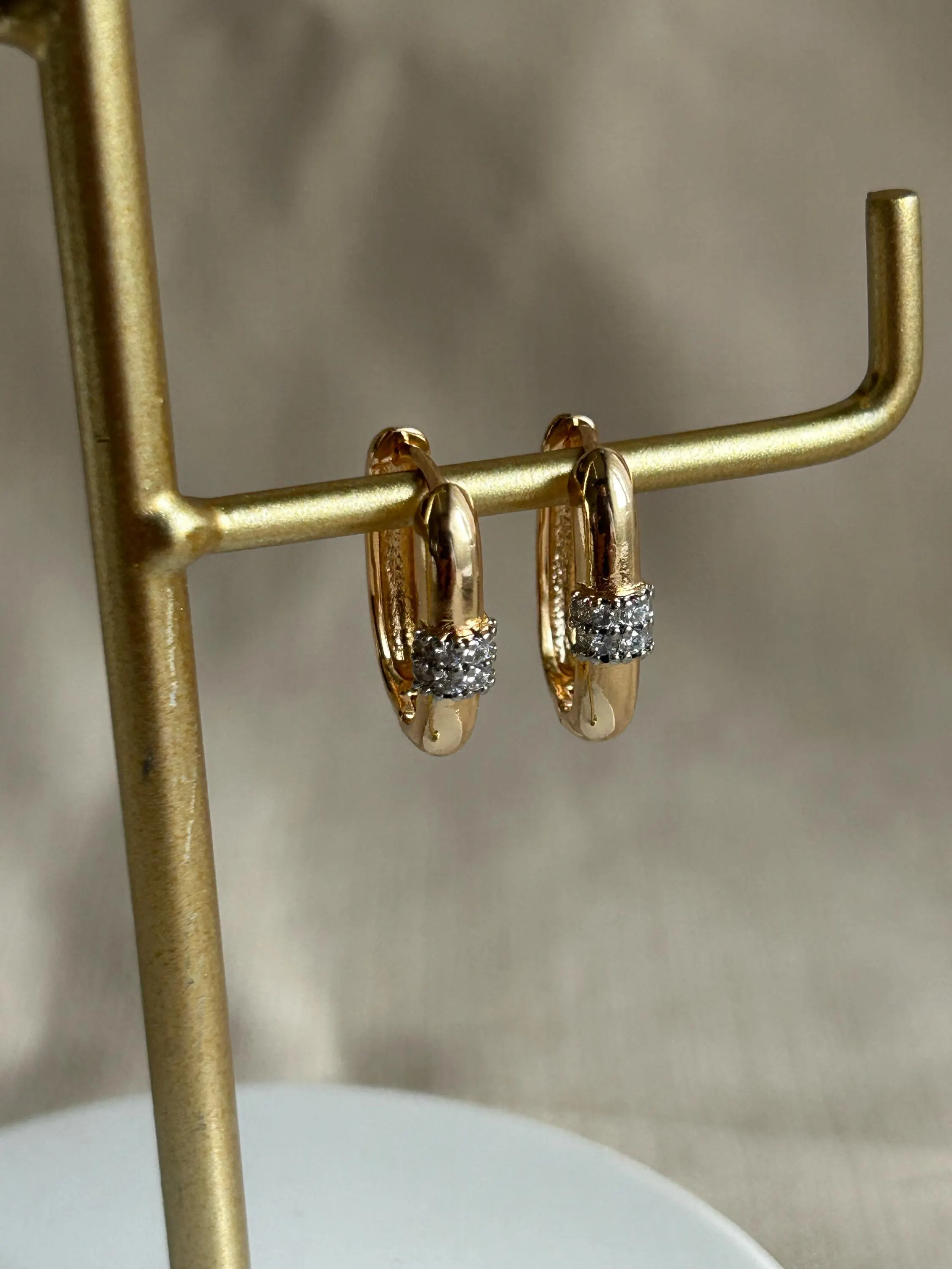 Chunky Gold Huggie Earrings • Pave CZ Hoop • French Style Earrings • Minimalist Everyday Jewelry • Thin Gold Hoop Earrings