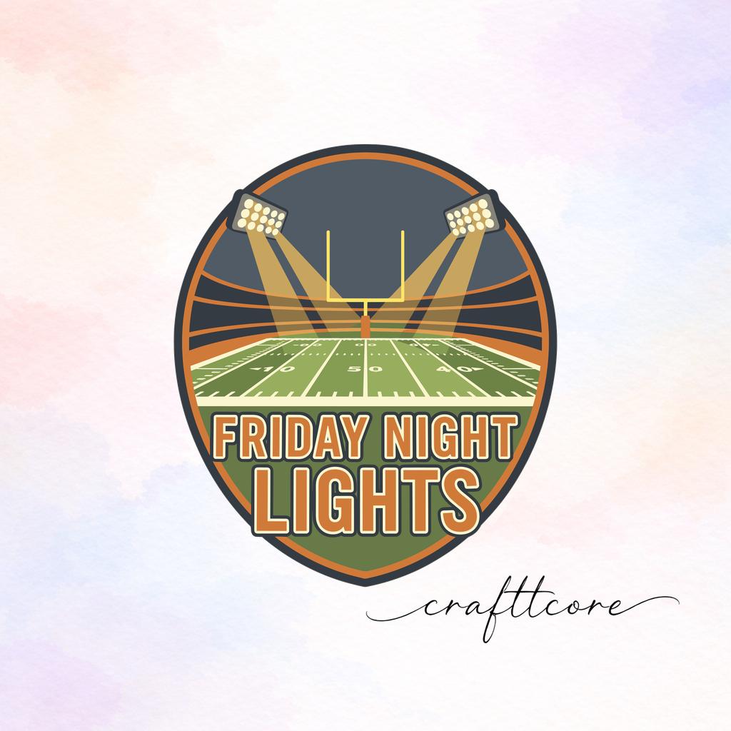 Friday Night Lights Football Clipart, Vintage Sports Badge (Digital Download)