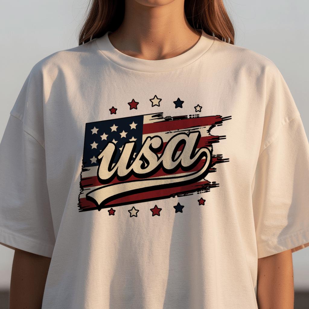 Vintage USA Flag Graphic, Retro Distressed Americana Clipart (SVG PNG)