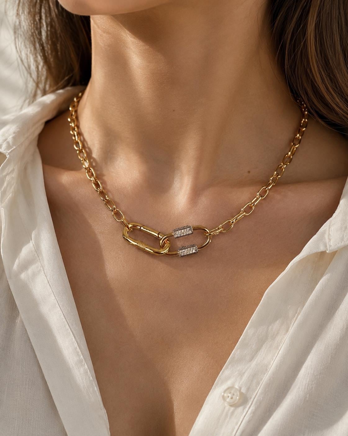 Gold Chunky Paperclip Chain Necklace, Waterproof Necklace, Minimalist Statement Jewelry Gift for Women