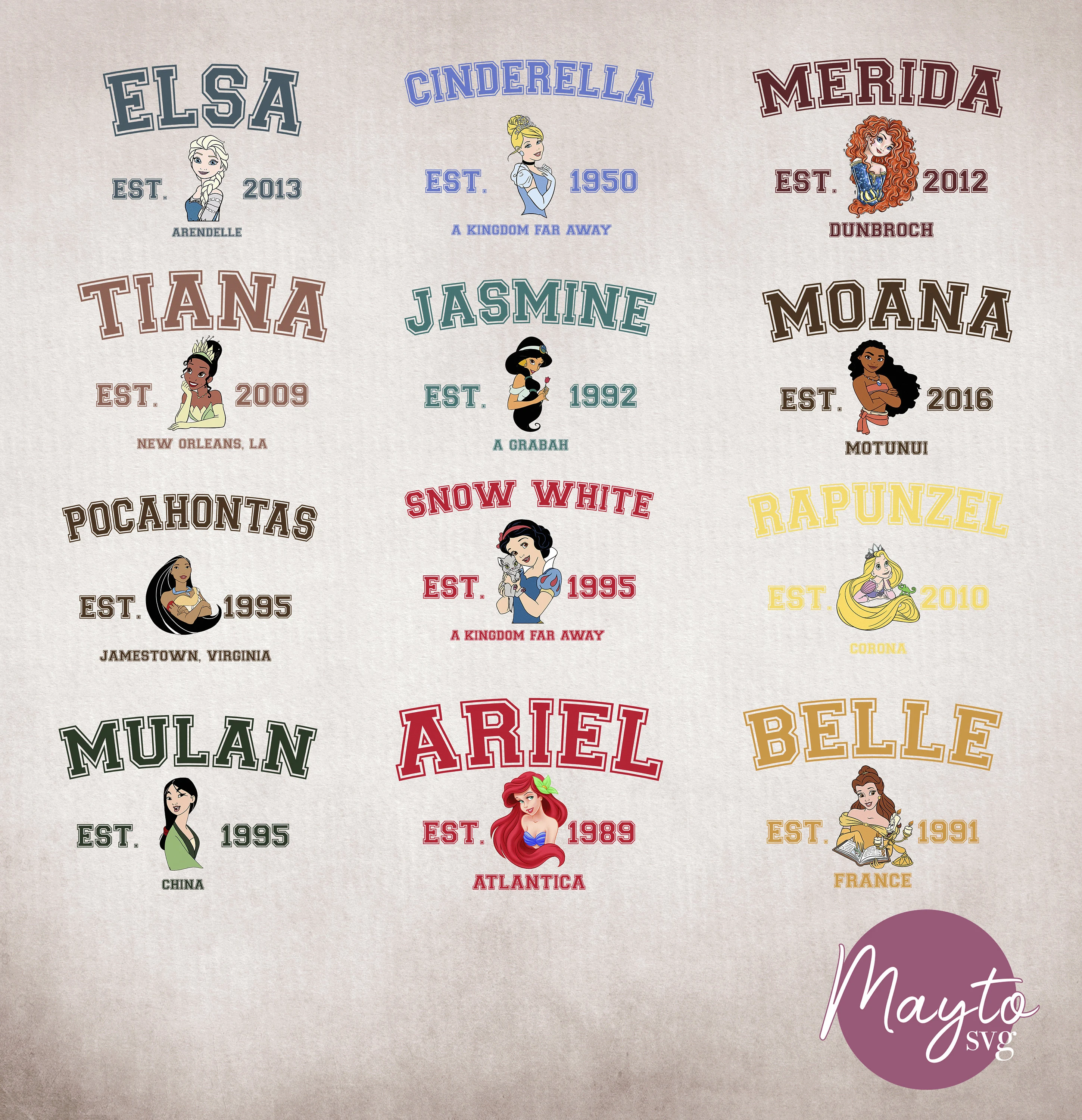 All Princesses Png: Shirt Designs (Digital File)