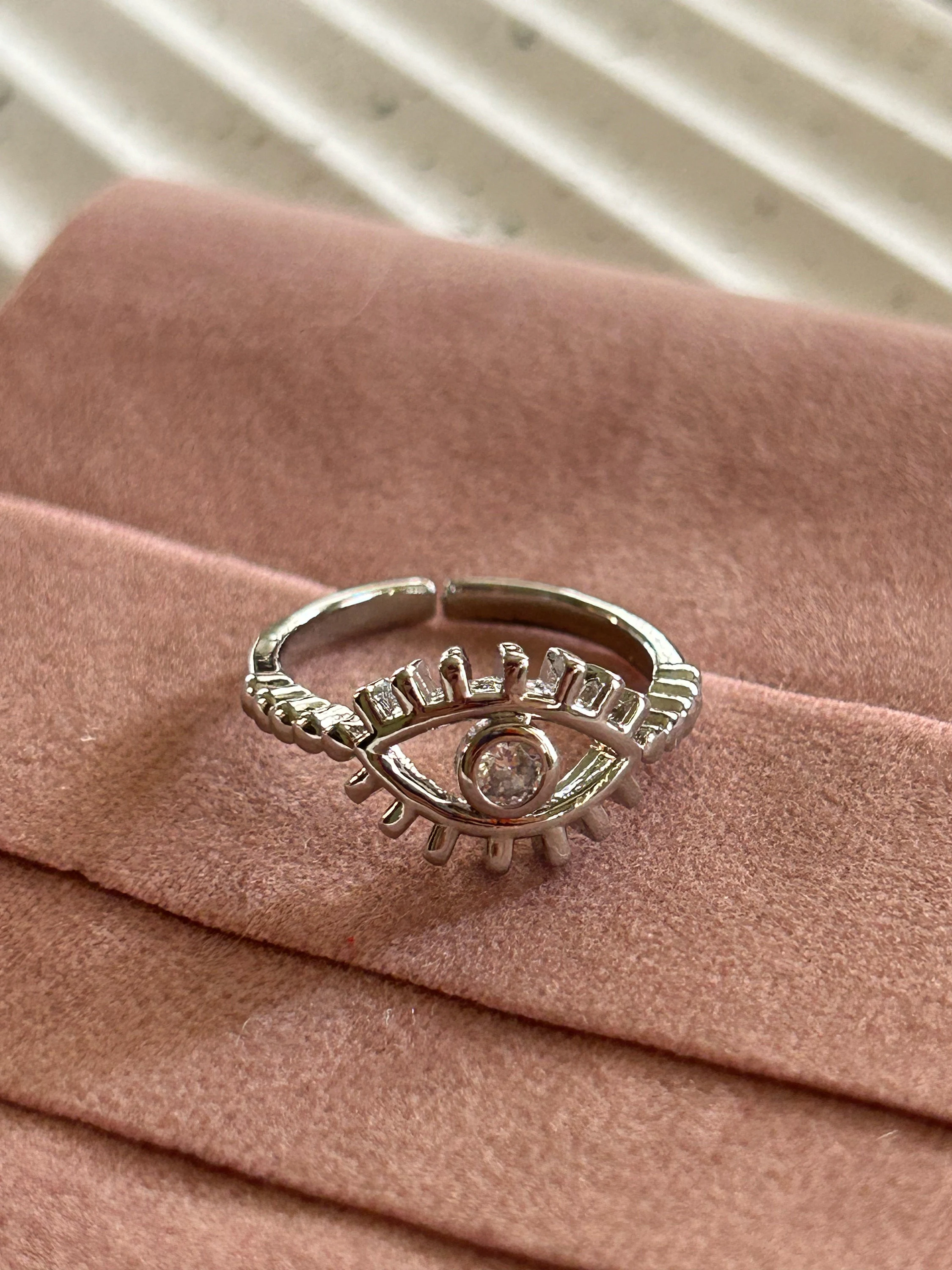 Evil Eye Ring • Minimalist Ring • Adjustable Size • Gift For Her • Anti-Tarnish • Zirconium