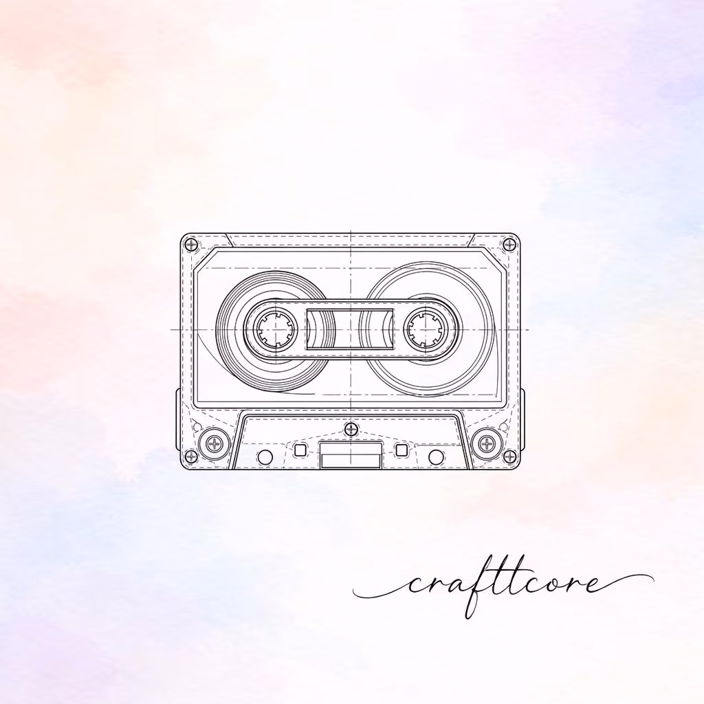 Retro Cassette Blueprint SVG | Vintage Tape, 80s Music Decal (Digital Download)