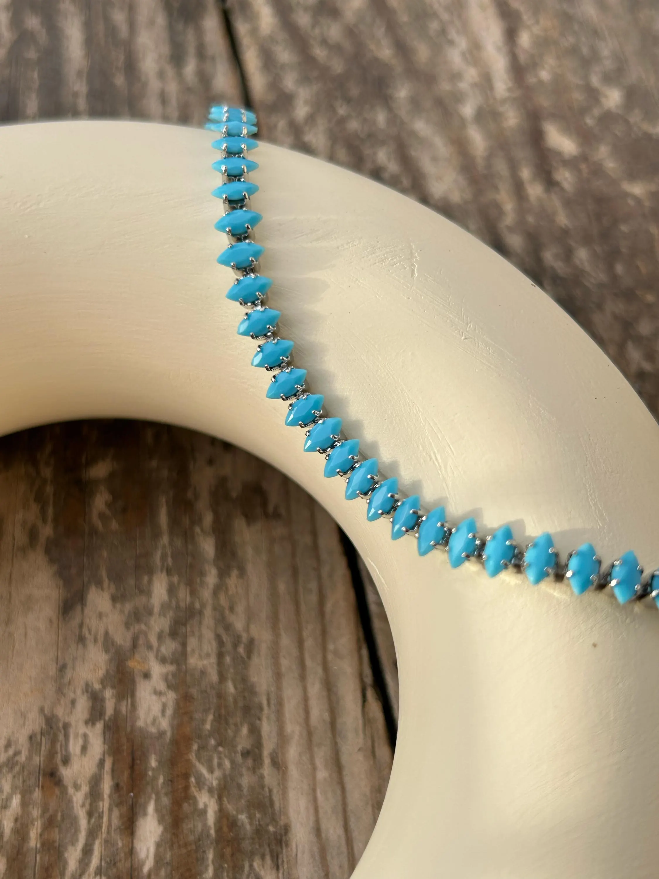 Turquoise Tennis Bracelet, Steel Bracelet, Trendy Jewelry, Everyday Bracelet, Gift For Her