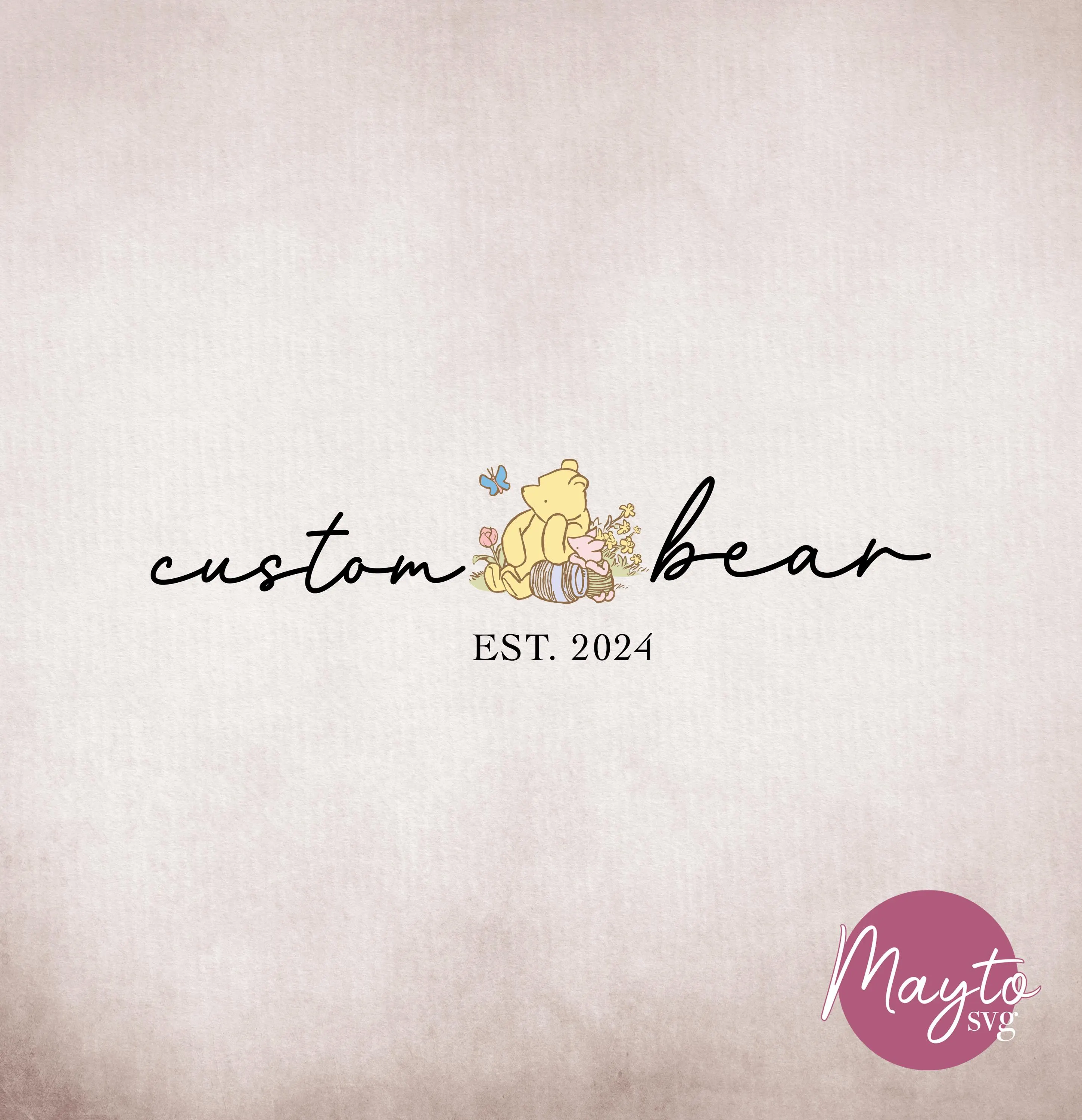 Winnie the Pooh Gigi Bear PNG, Custom Year Sublimation Design (Digital Download)