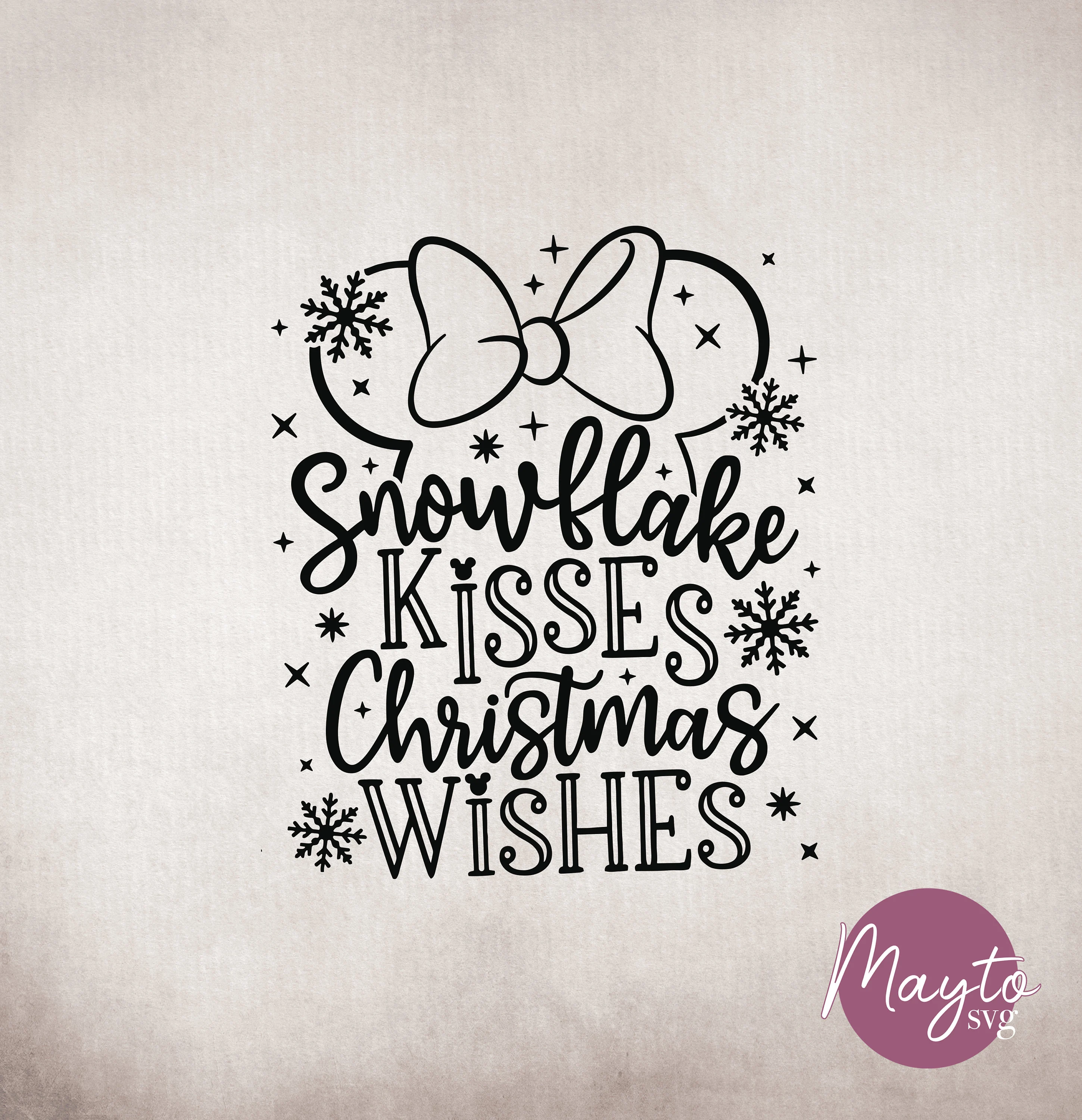 Mouse Christmas SVG: Snowflake Kisses Wishes Design (Digital Download)