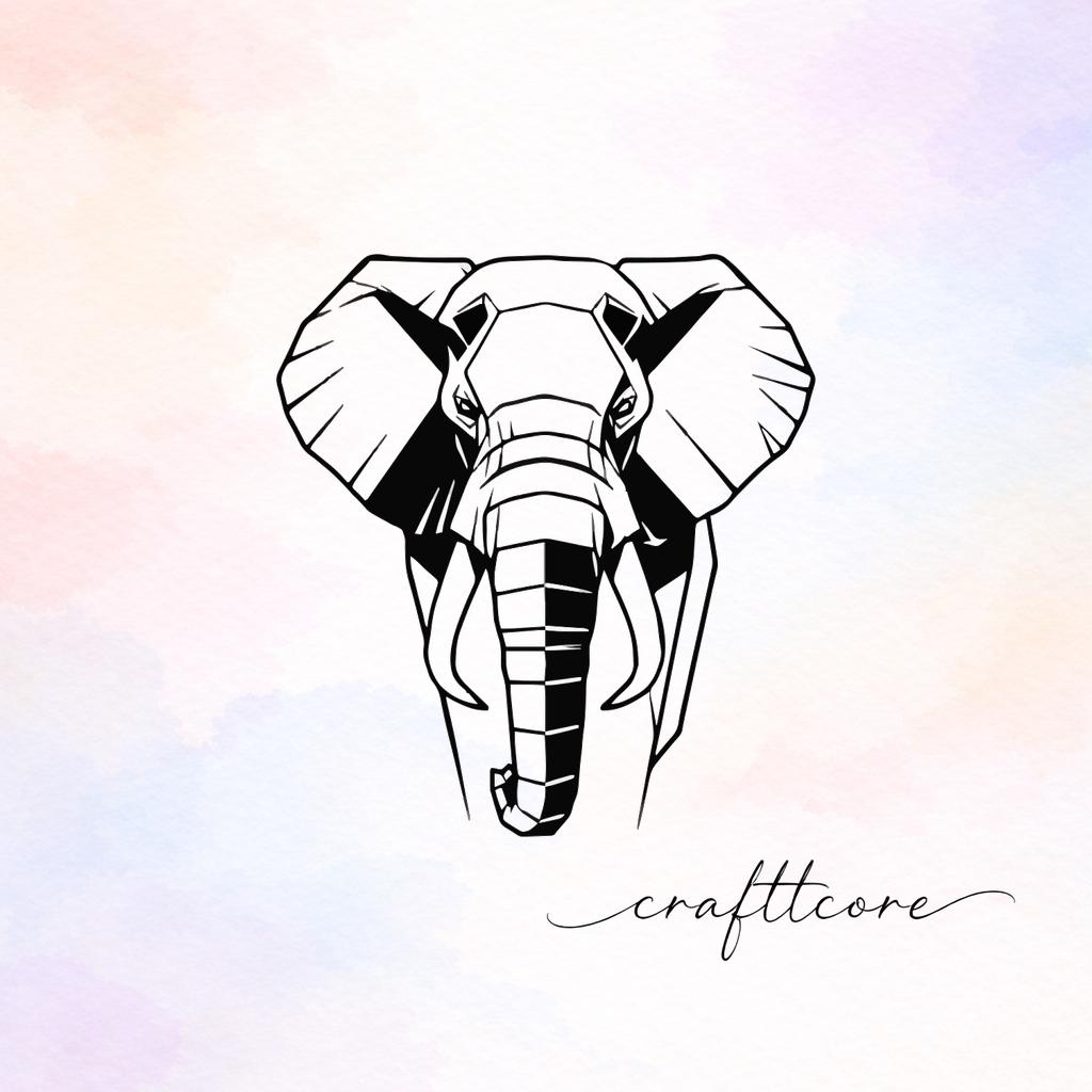 Geometric Elephant SVG | Minimalist Animal Line Art Cut File (Digital Download)