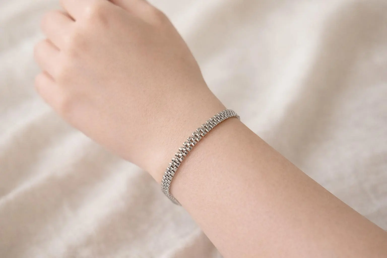 Silver Stacking Bracelet · Minimal Slim Chain Bracelet · Dainty Everyday Bracelet · Gift for Her · Stainless Steel