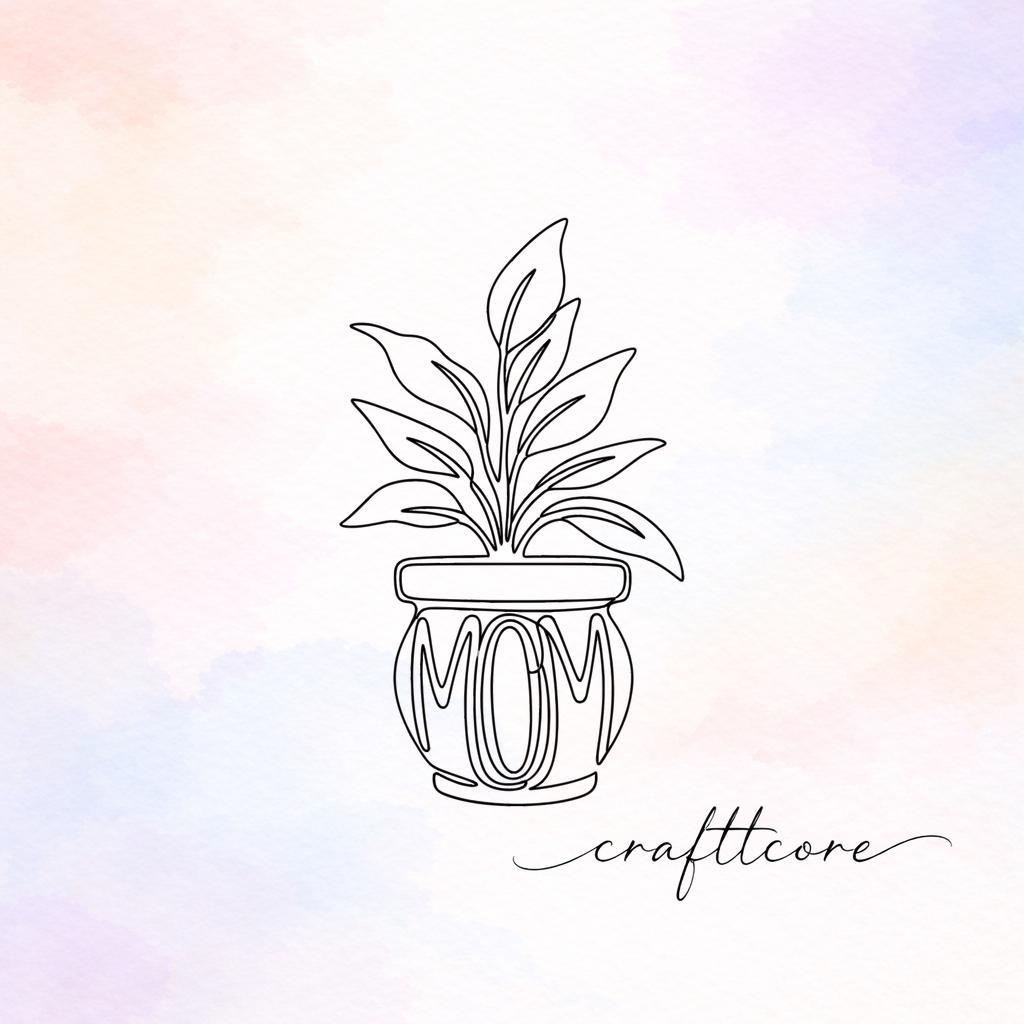 MOM Plant SVG | Continuous Line Floral Shirt Design, Minimalist Vector (Digital Download)