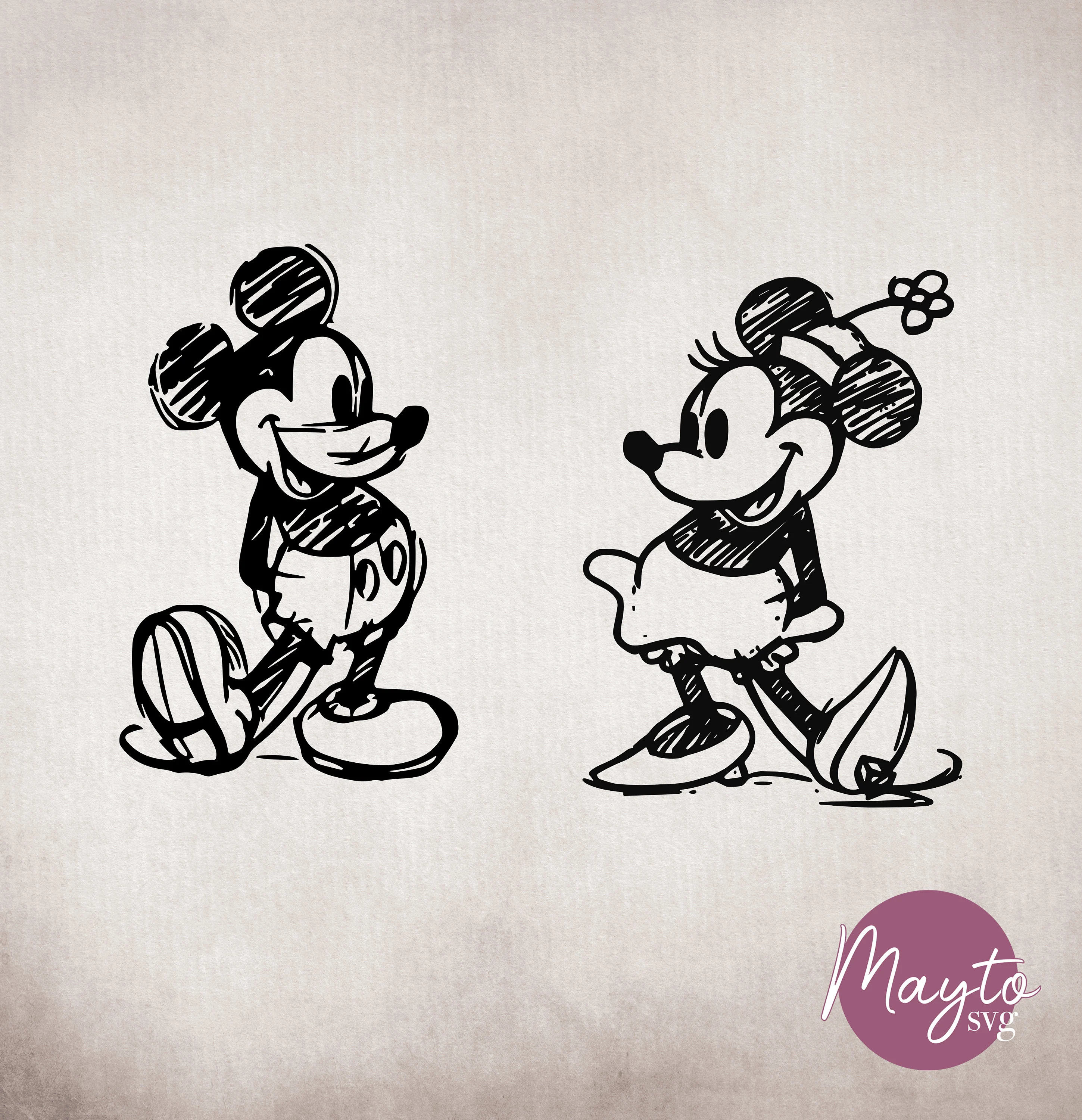 Mickey & Minnie Mouse Couple Sketch SVG, Disney Matching Shirt Design, Disney Trip Couple Gift, Cricut Files for Shirts, DIY Disney Apparel