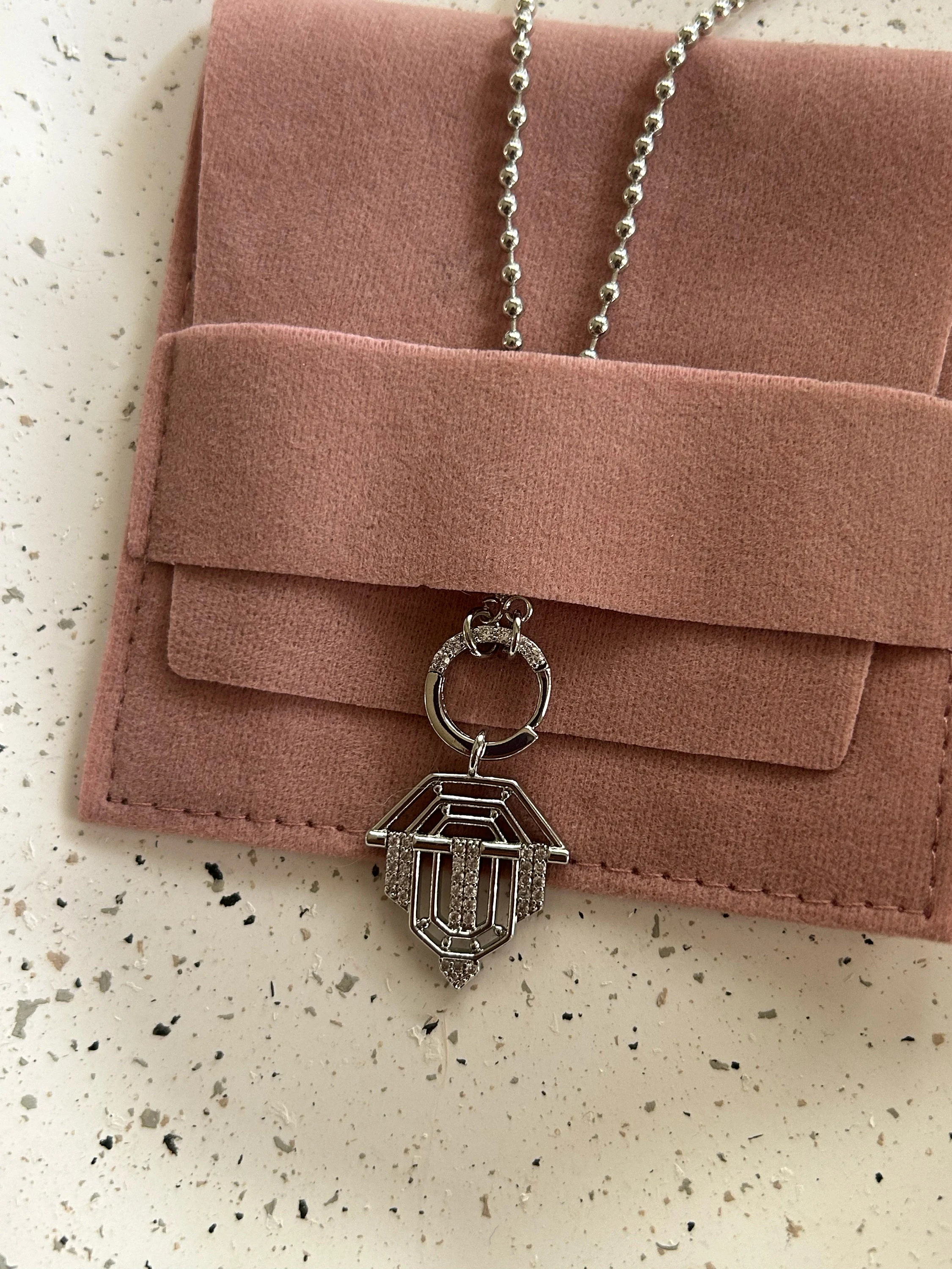 Minimal Silver Pendant Necklace · Geometric Charm · Everyday Beaded Chain