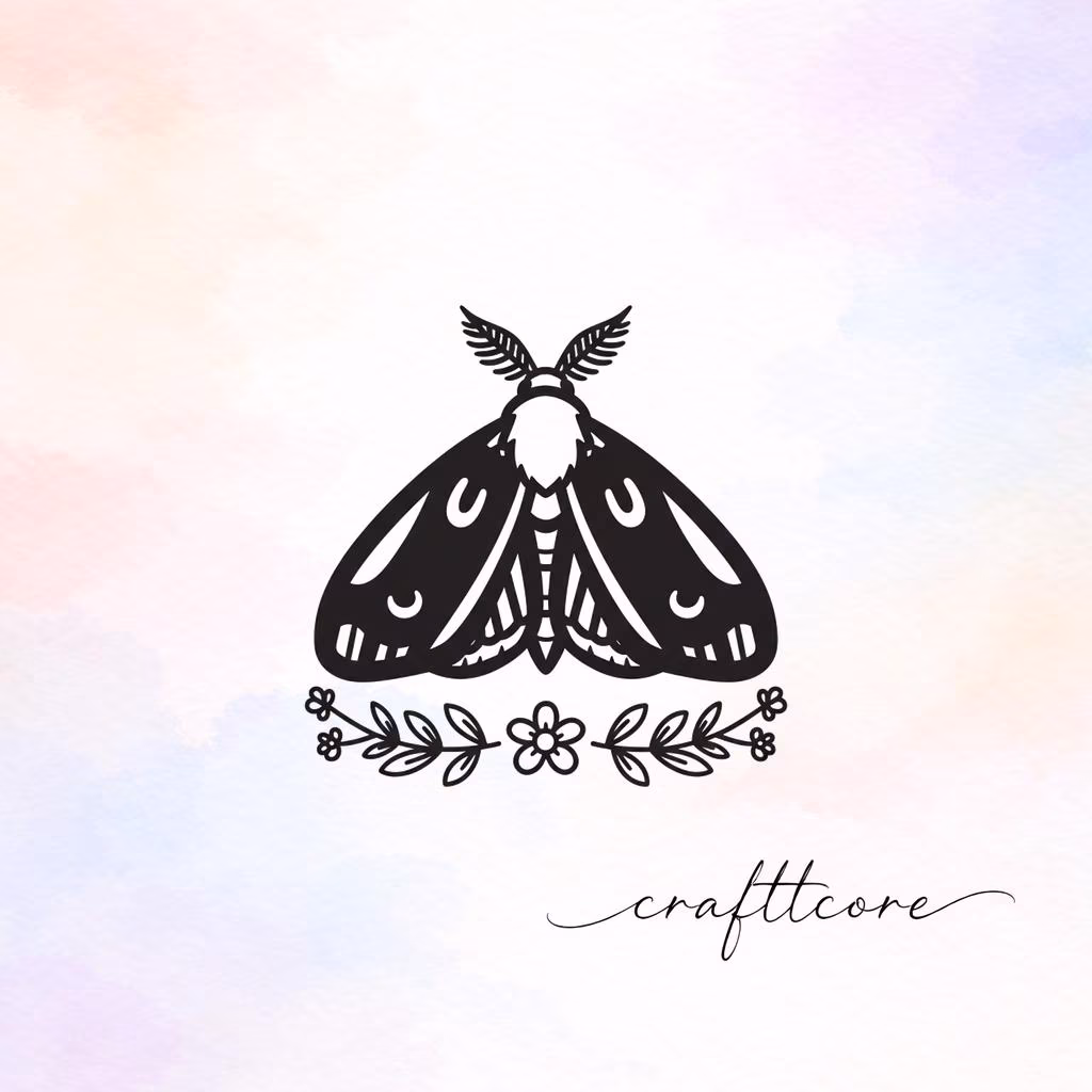 Mystical Floral Moth SVG | Boho Botanical Insect Design, Digital Cut File (Digital Download)