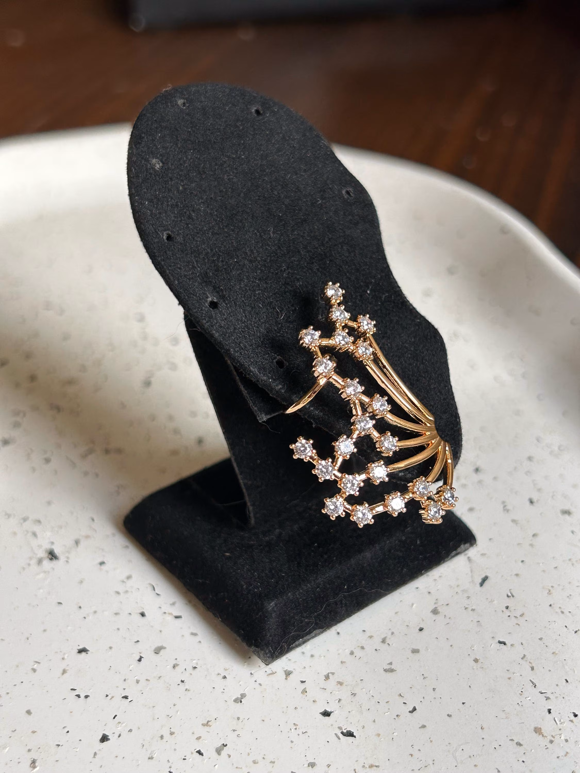Gold Ear Cuff Earring • Crystal Ear Climber • Cartilage Earring • Right Ear Cuff • Statement Ear Jewelry